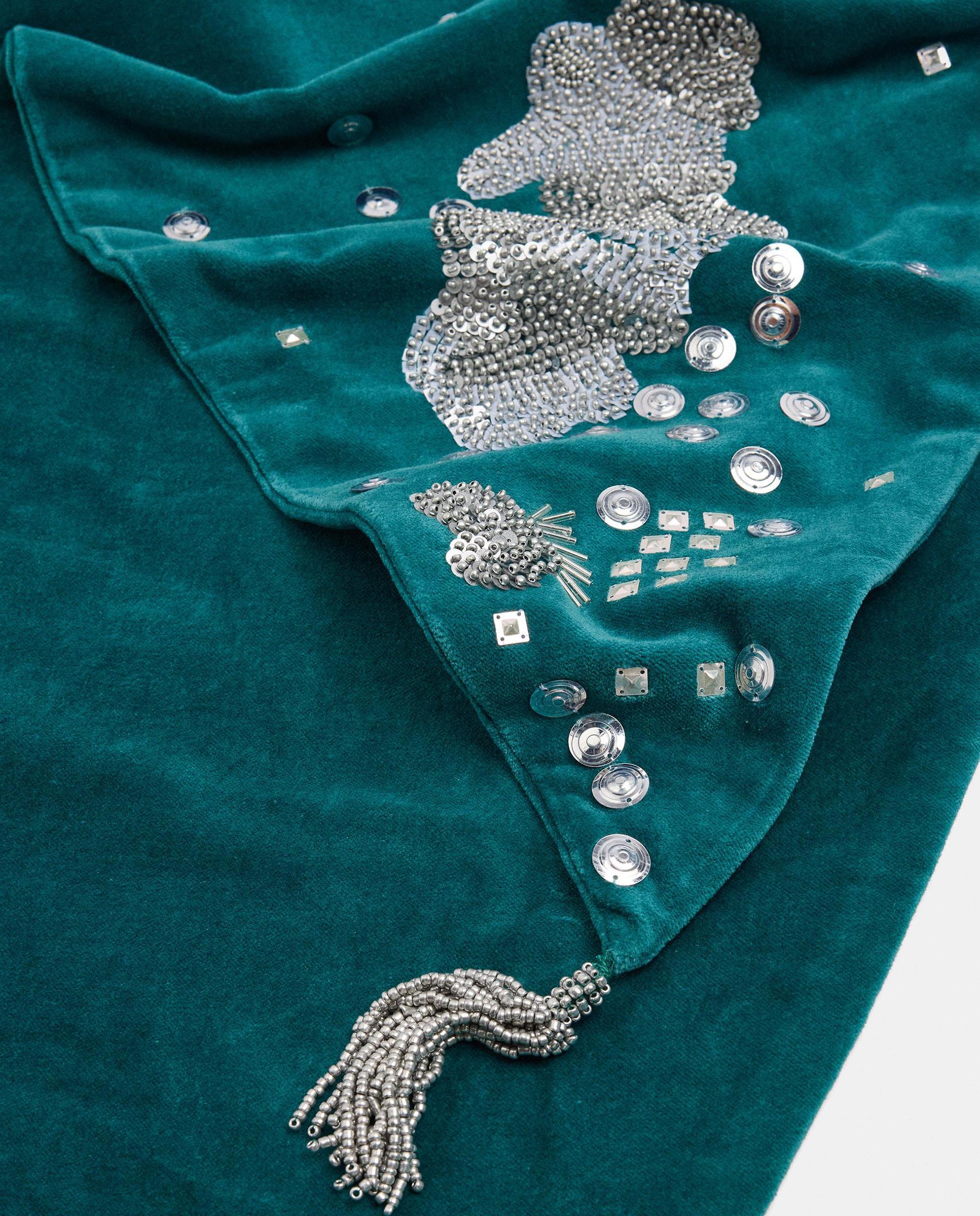 Pañuelo 100% algodón con tachuelas y circonitas decorativas - Parfois - Verde Verde-5