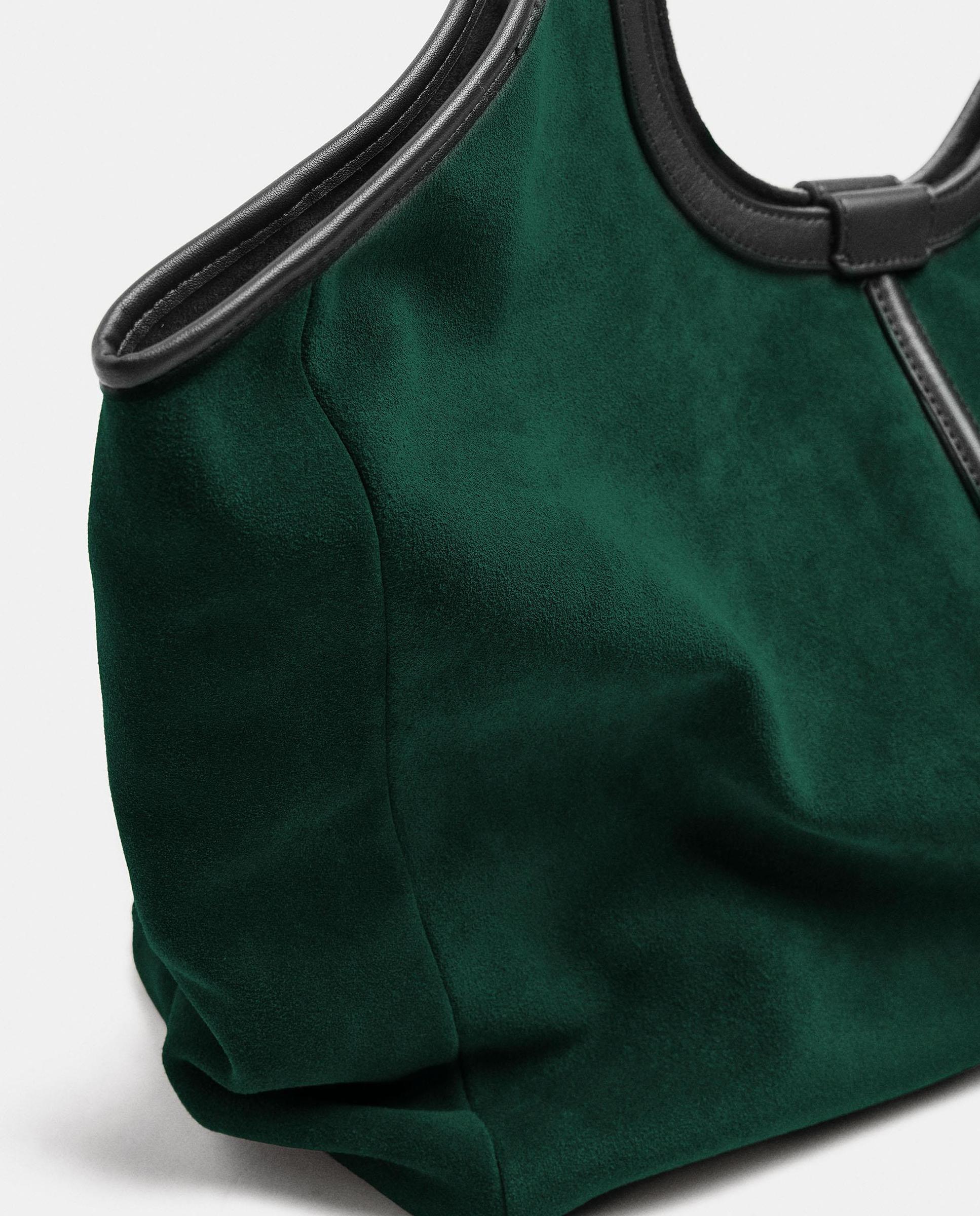 Shopper grande con cierre imantado en liso - Parfois - Verde Verde-2