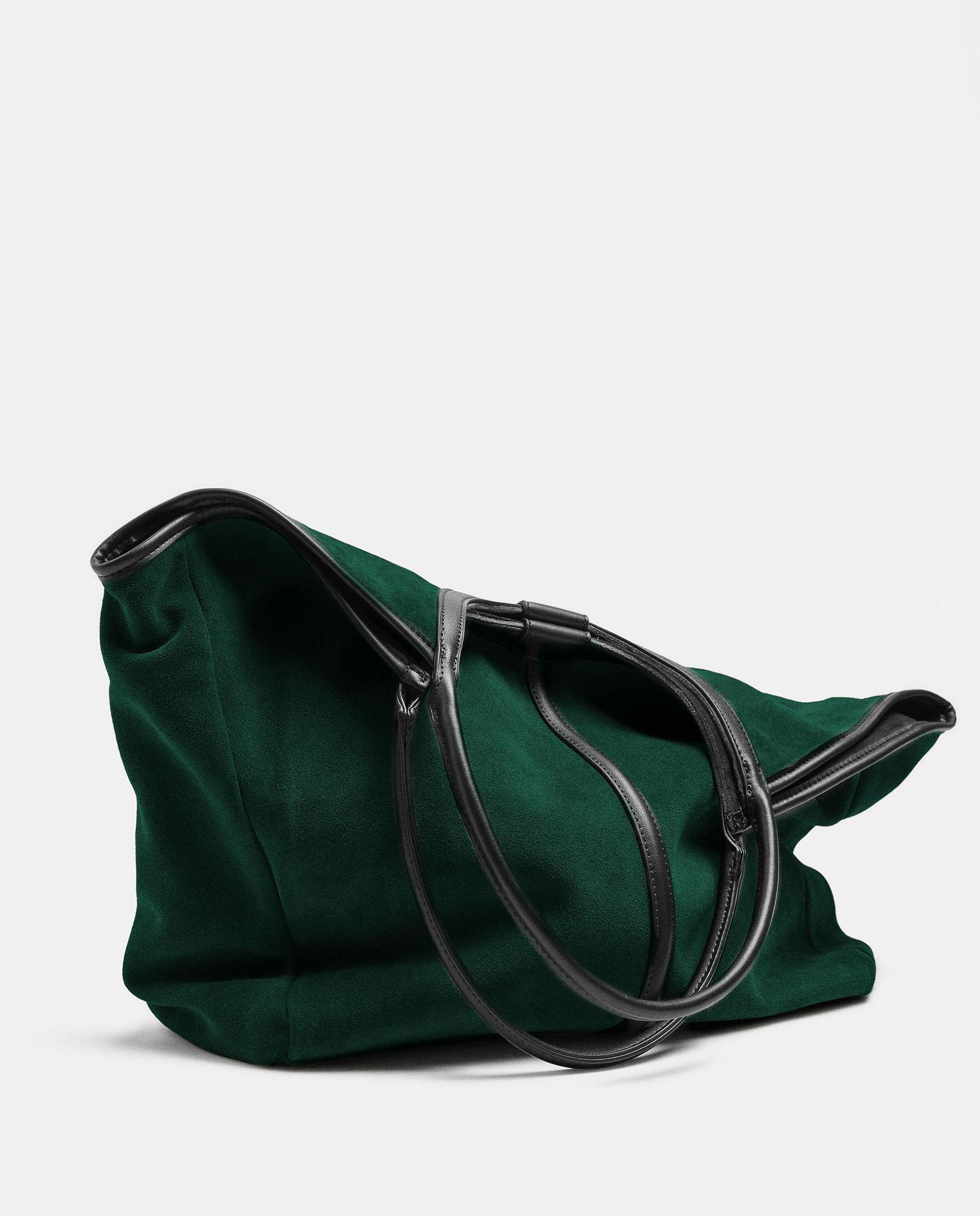 Shopper grande con cierre imantado en liso - Parfois - Verde Verde-3