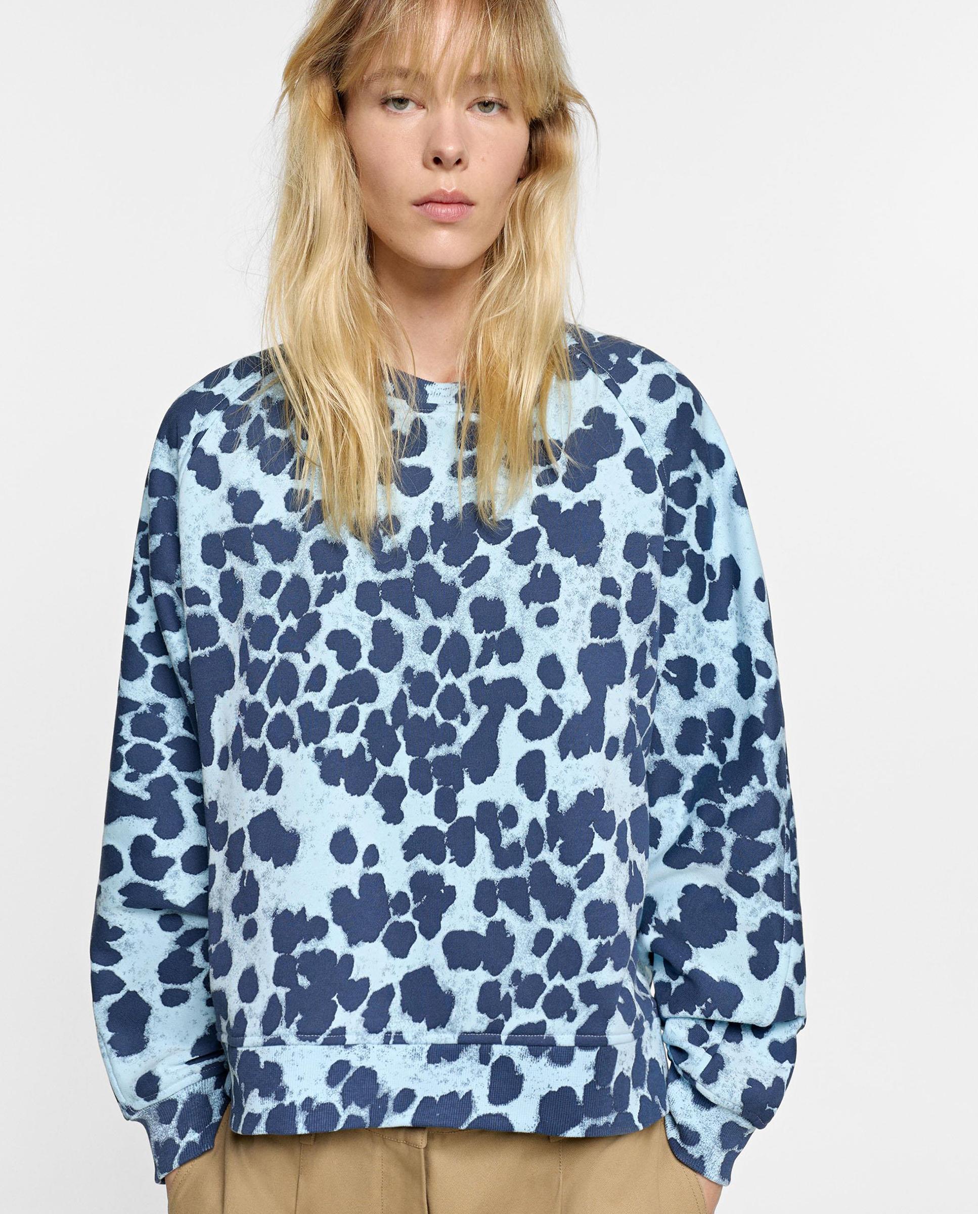 Sudadera de mujer sin capucha con estampado animal print - Parfois - Azul Azul-1