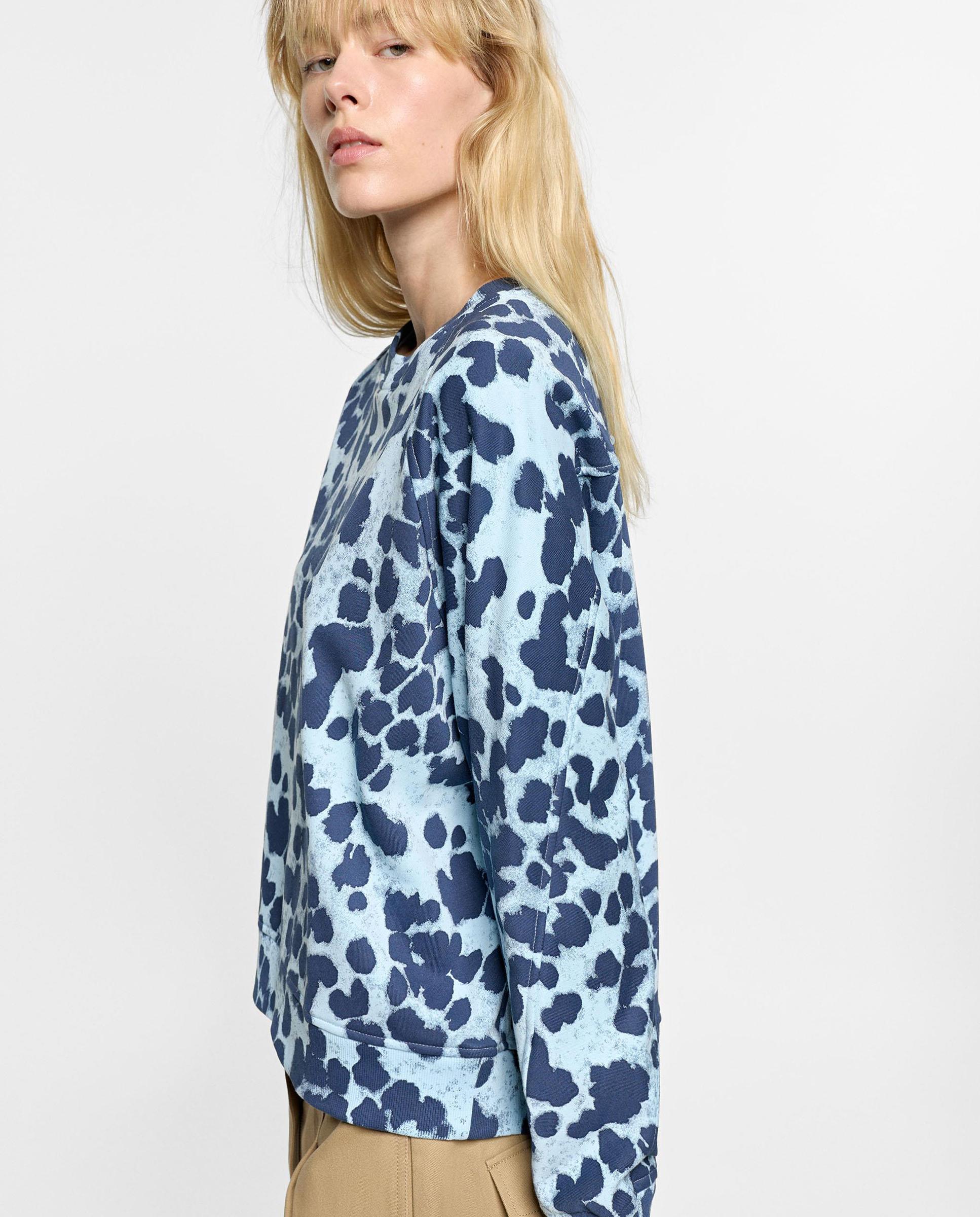 Sudadera de mujer sin capucha con estampado animal print - Parfois - Azul Azul-3