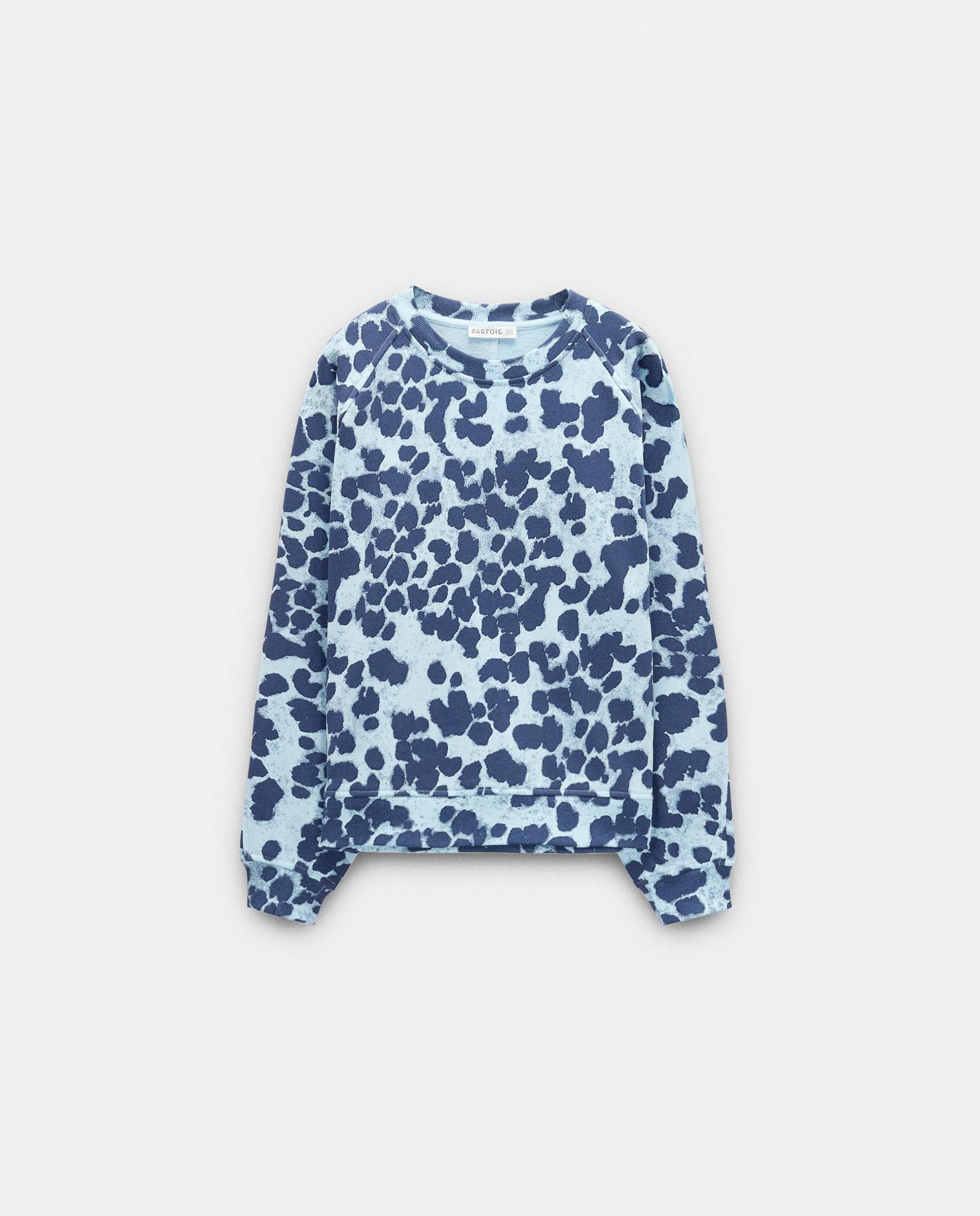 Sudadera de mujer sin capucha con estampado animal print - Parfois - Azul Azul-6