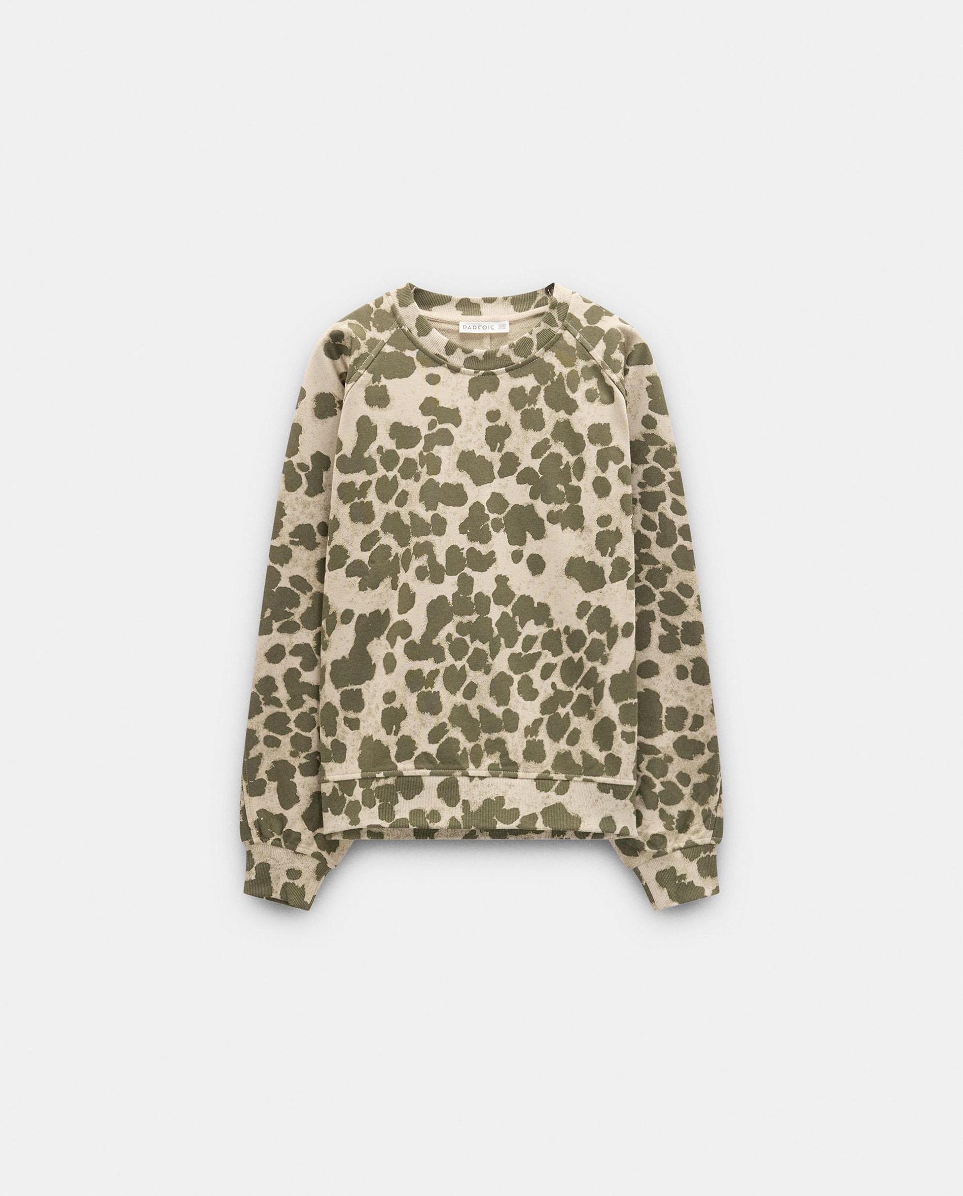 Sudadera de mujer sin capucha con estampado animal print - Parfois - Camel Camel-6