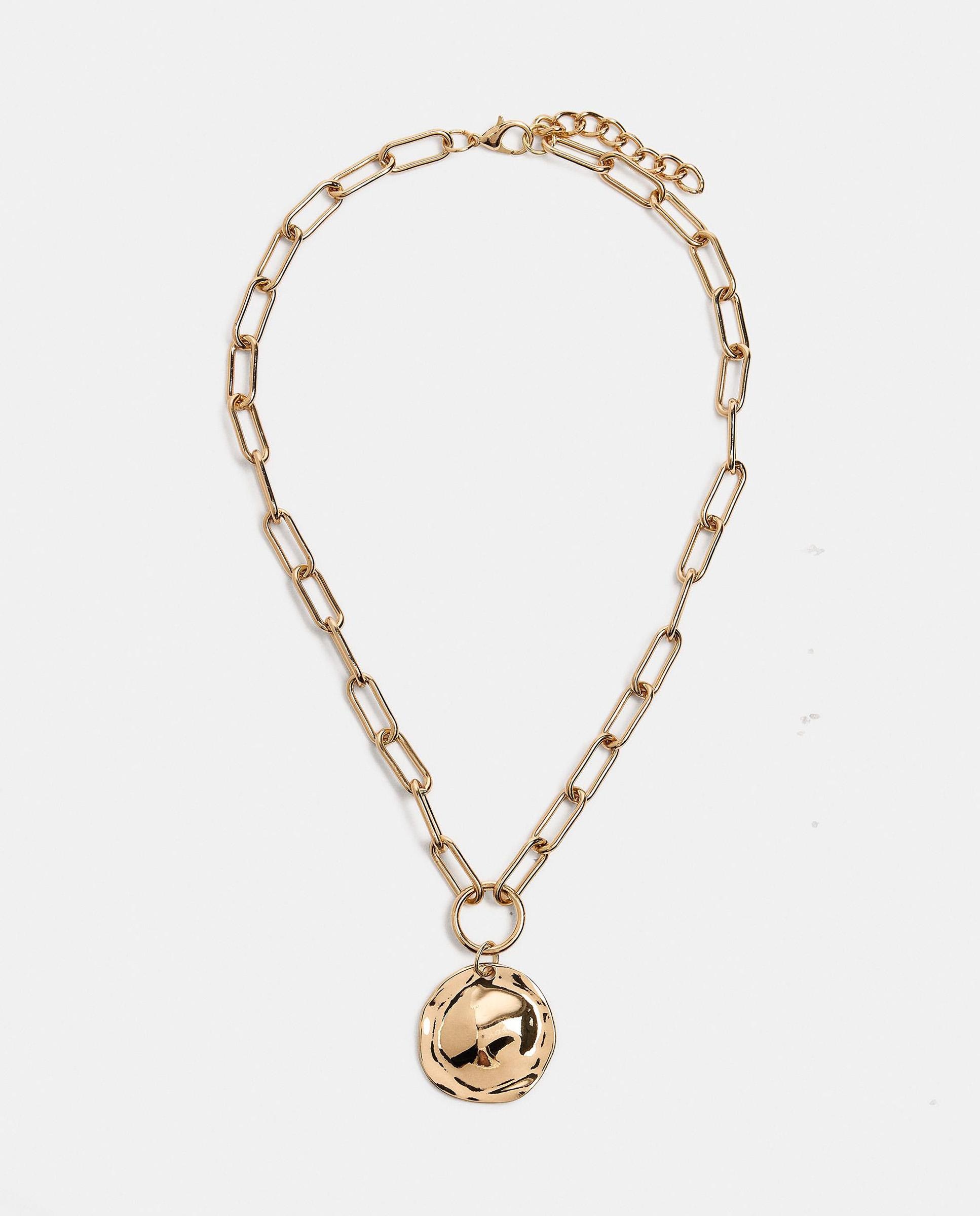 Imagen 0 de Collar de eslabones con medalla decorativa Dorado