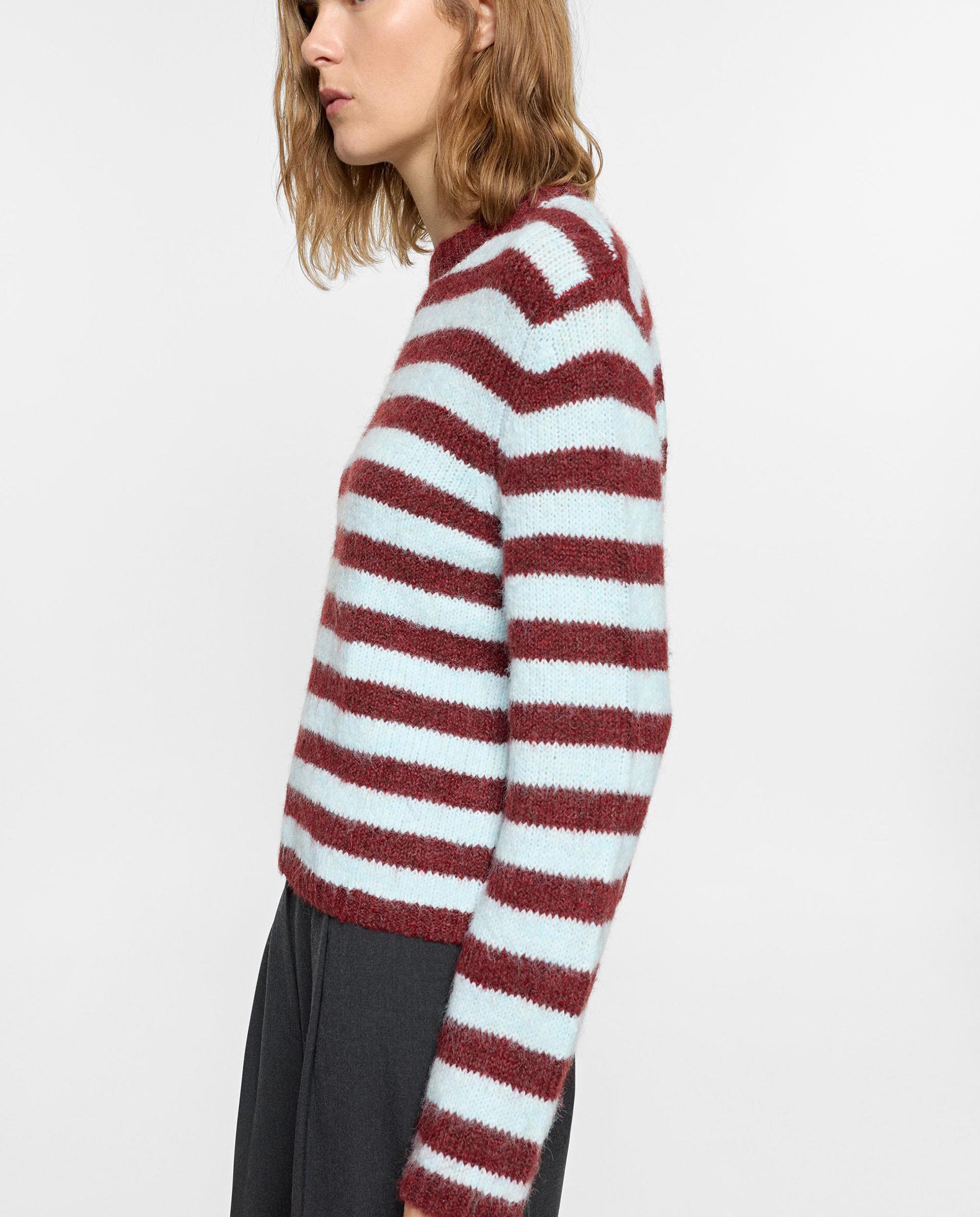 Imagen 1 de Jersey de mujer de punto con estampado de rayas Burdeos