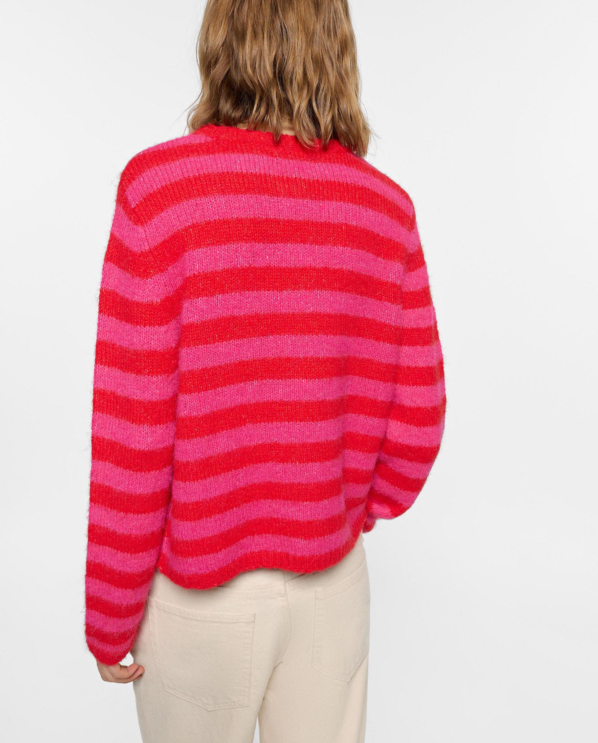 Imagen 4 de Jersey de mujer de punto con estampado de rayas - Parfois - Rosa Rosa