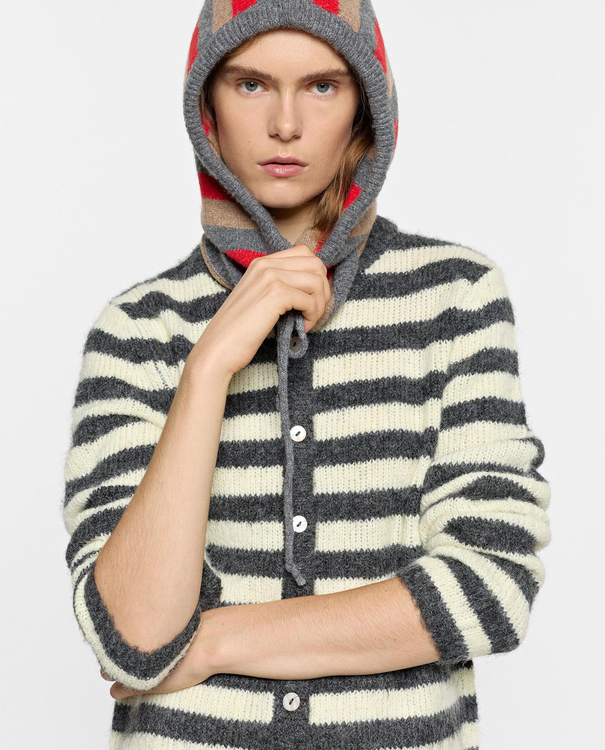 Imagen 6 de Cárdigan de mujer de punto con estampado de rayas - Parfois - Gris Gris