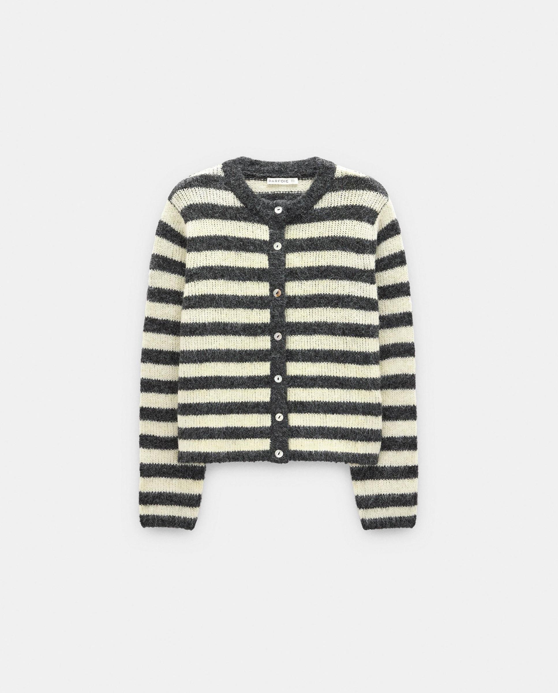 Imagen 7 de Cárdigan de mujer de punto con estampado de rayas - Parfois - Gris Gris