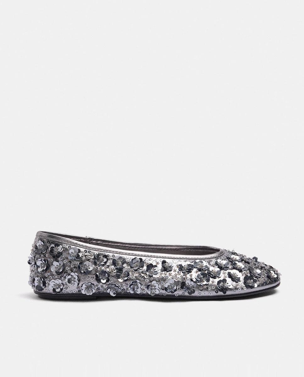 Imagen 1 de Bailarinas planas de mujer con lentejuelas decorativas - Parfois - Plata Plata