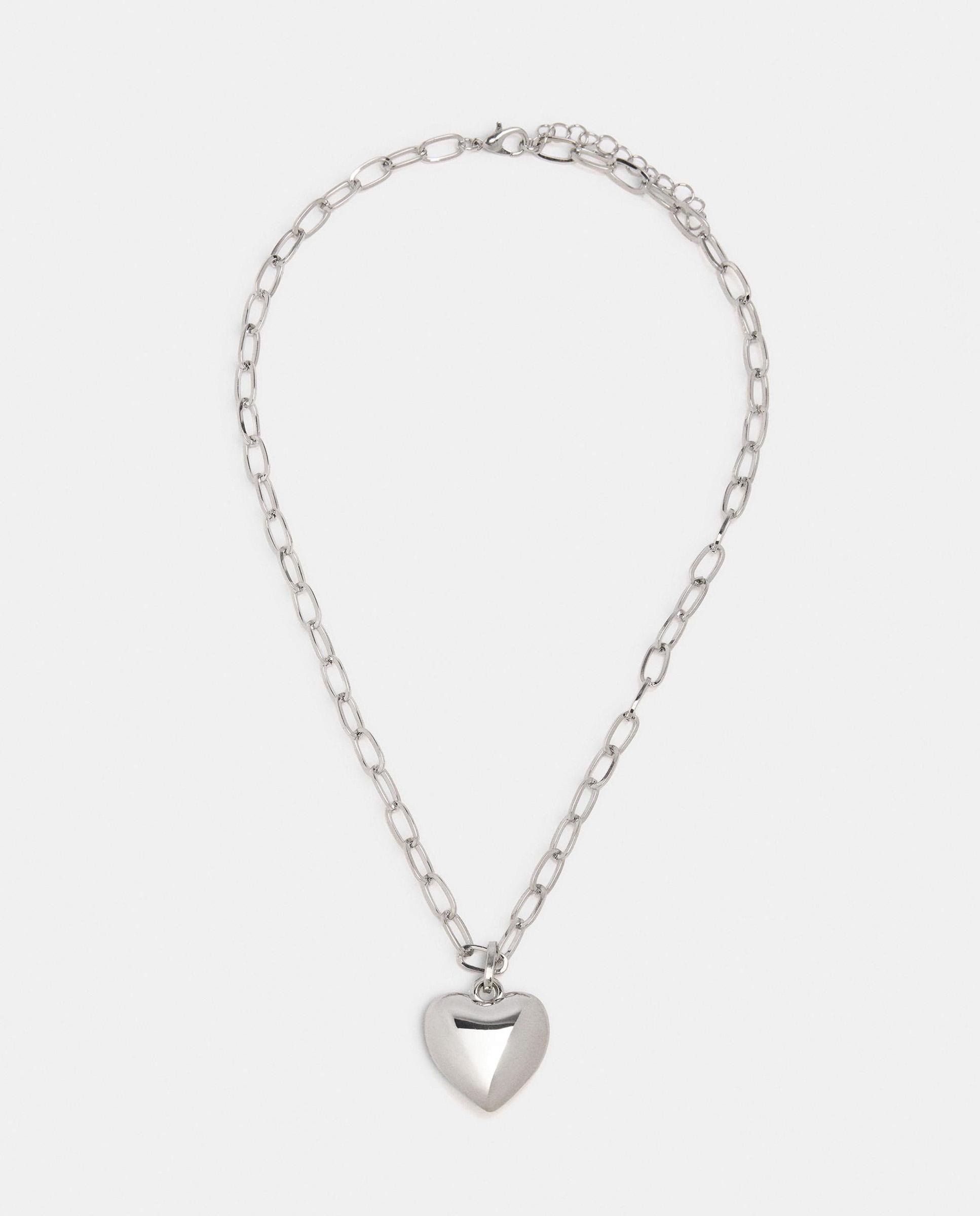 Imagen 0 de Collar de eslabones con abalorio de corazón Plateado