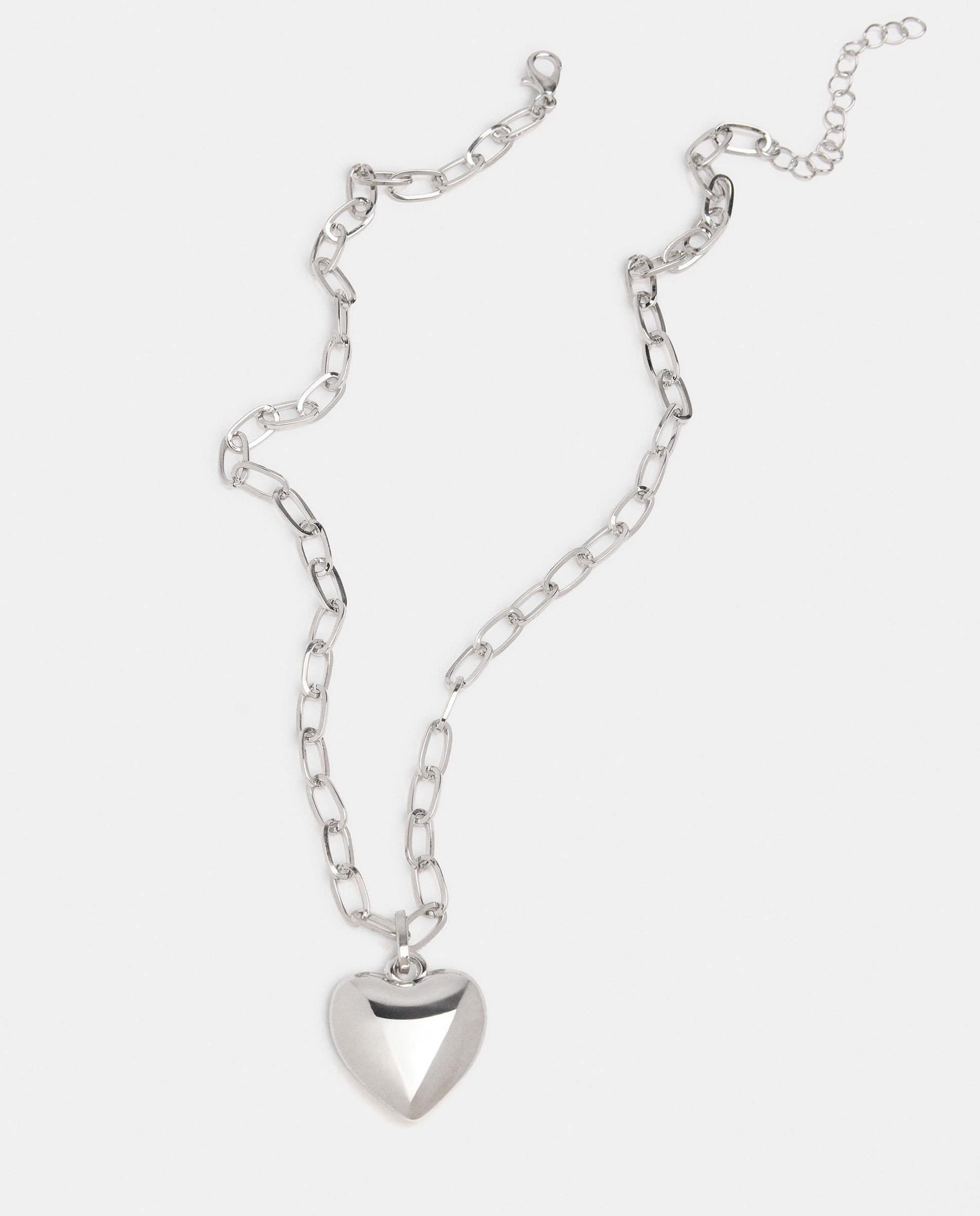 Imagen 2 de Collar de eslabones con abalorio de corazón - Parfois - Plateado Plateado