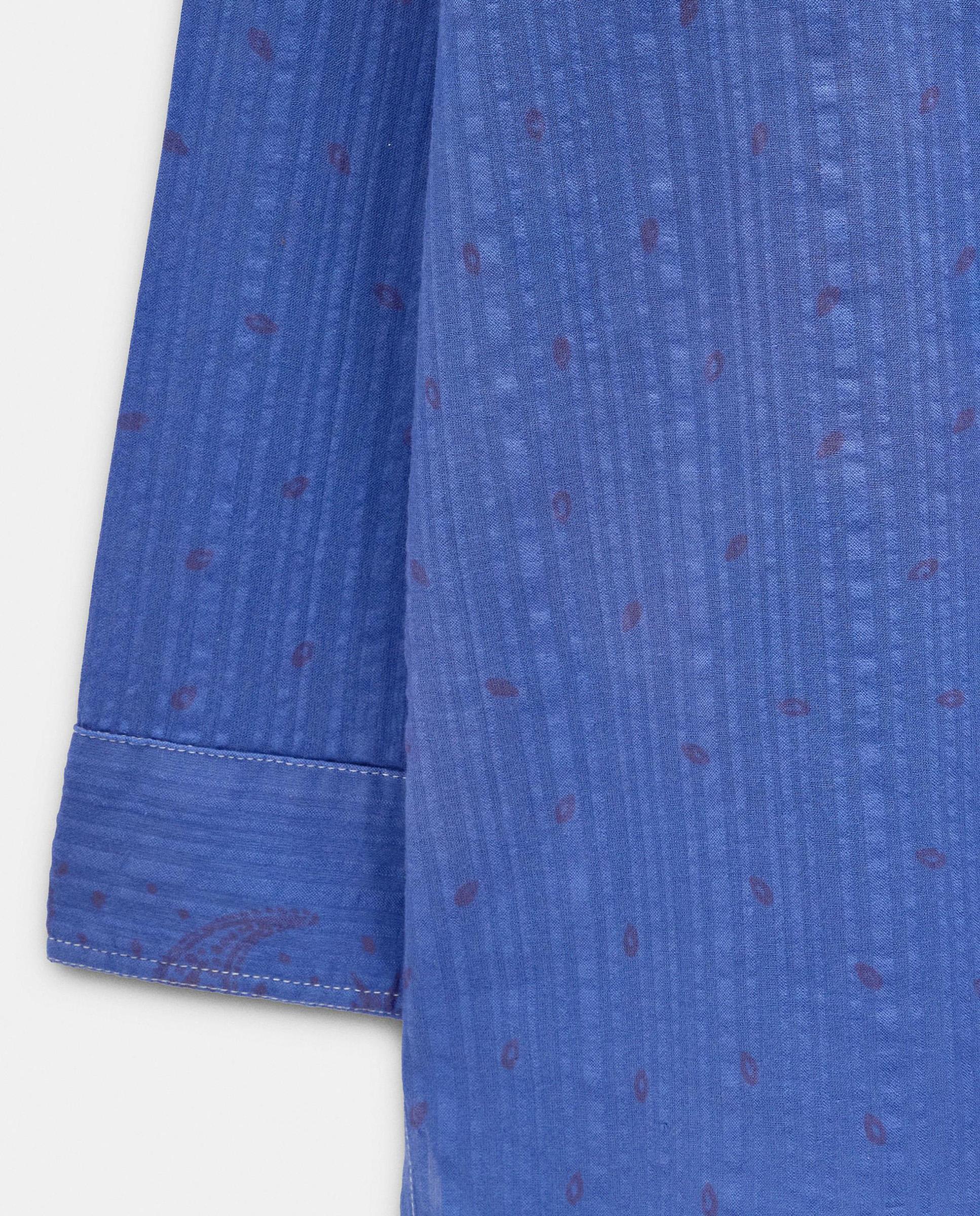 Camisa de mujer 100% algodón de manga larga con microestampado - Parfois - Azul Azul-5