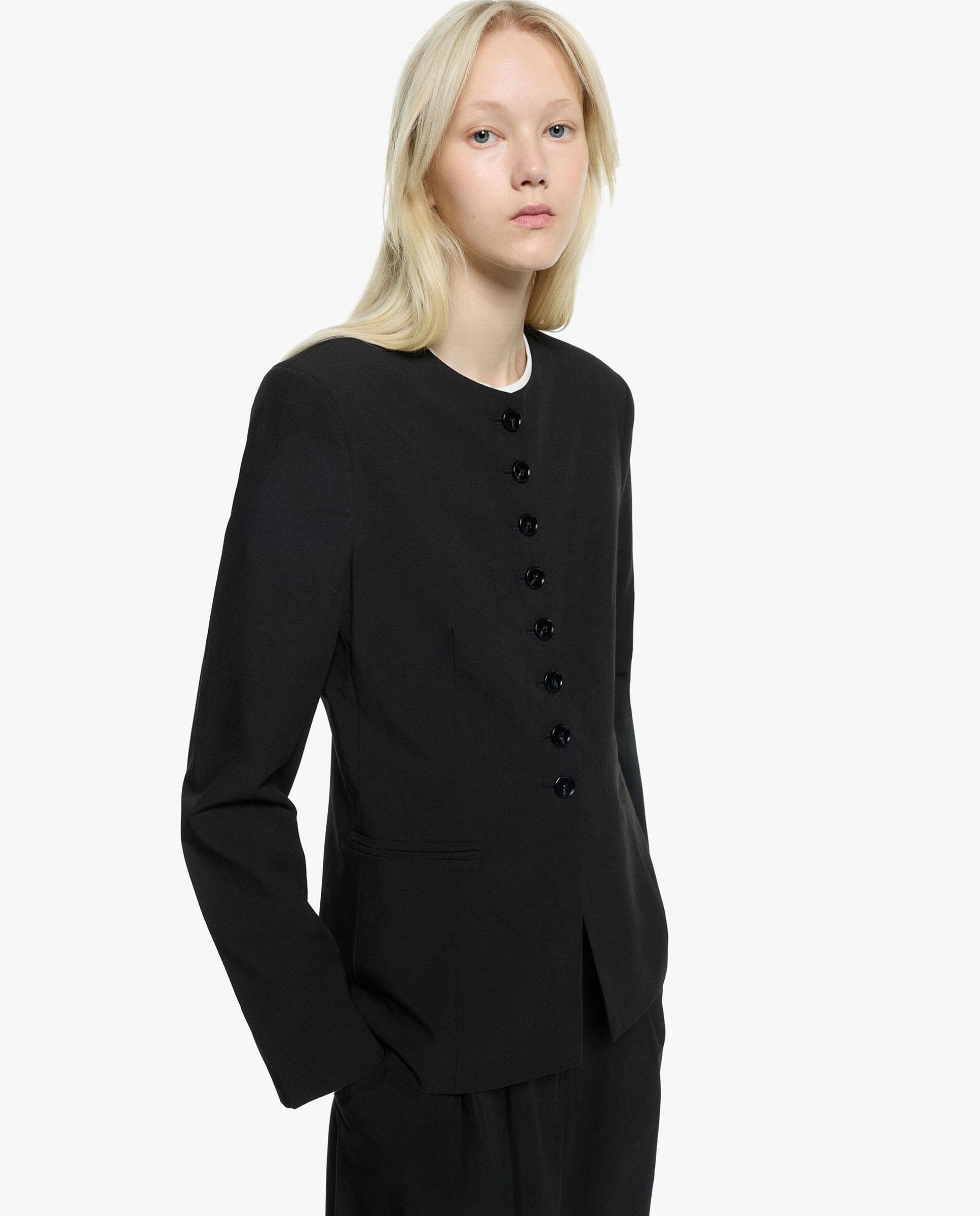 Blazer de mujer de corte recto sin solapas en liso - Parfois - Negro Negro-1