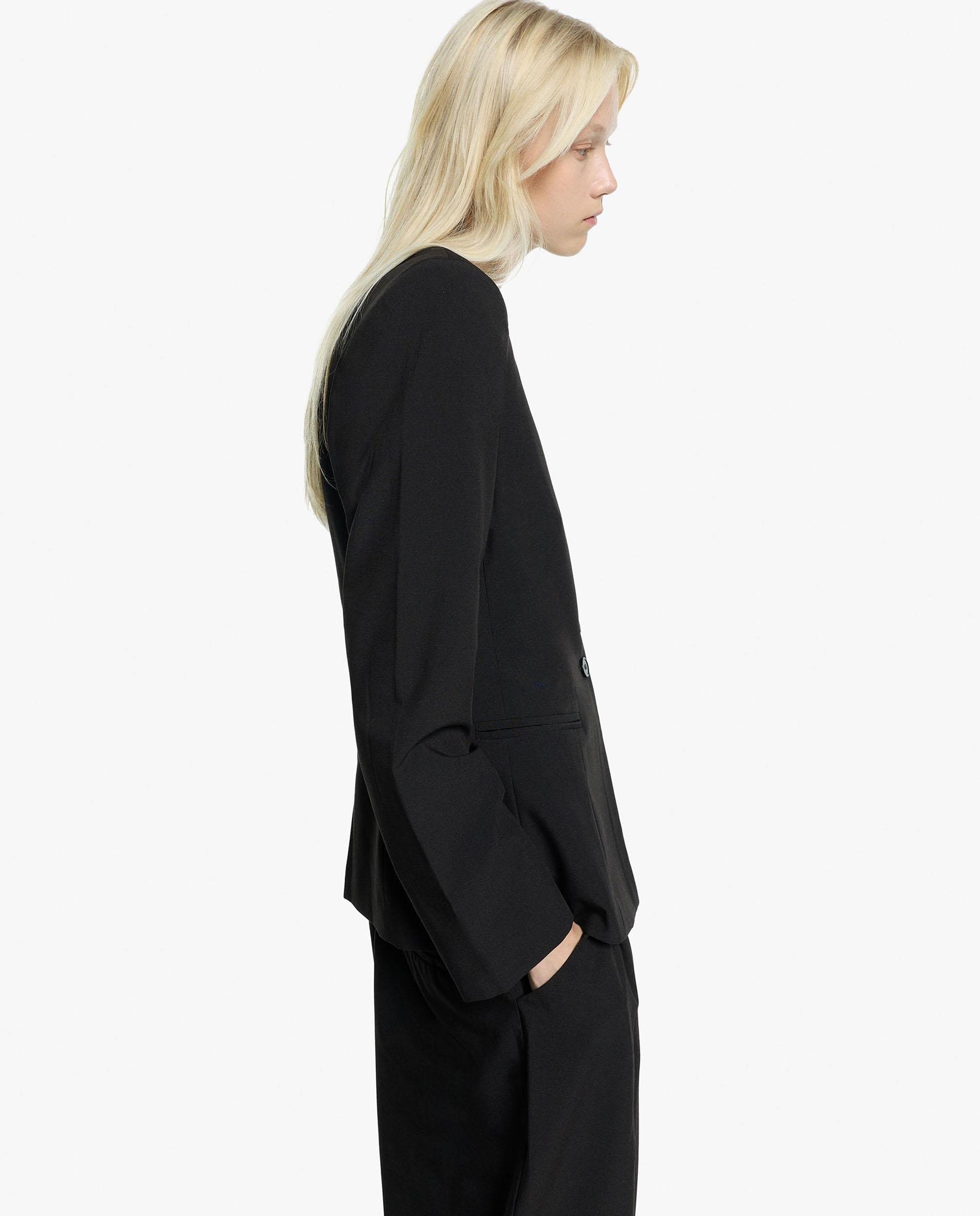 Blazer de mujer de corte recto sin solapas en liso - Parfois - Negro Negro-3