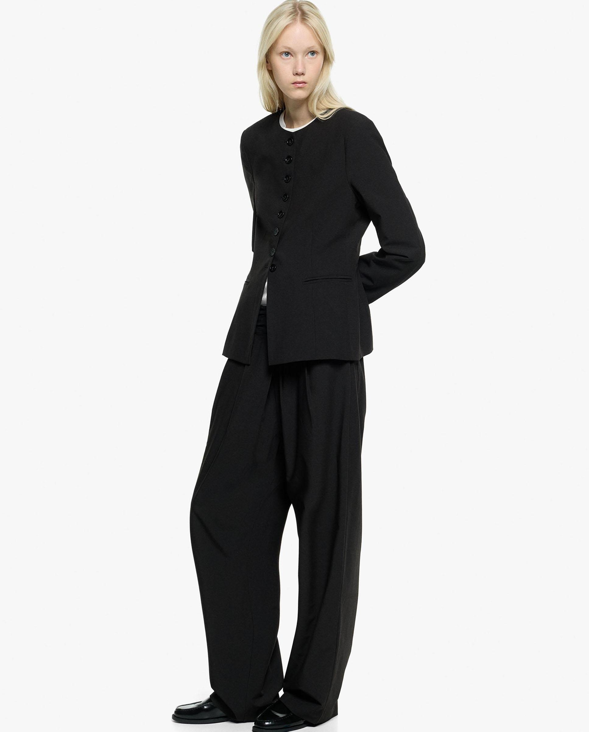 Blazer de mujer de corte recto sin solapas en liso - Parfois - Negro Negro-5
