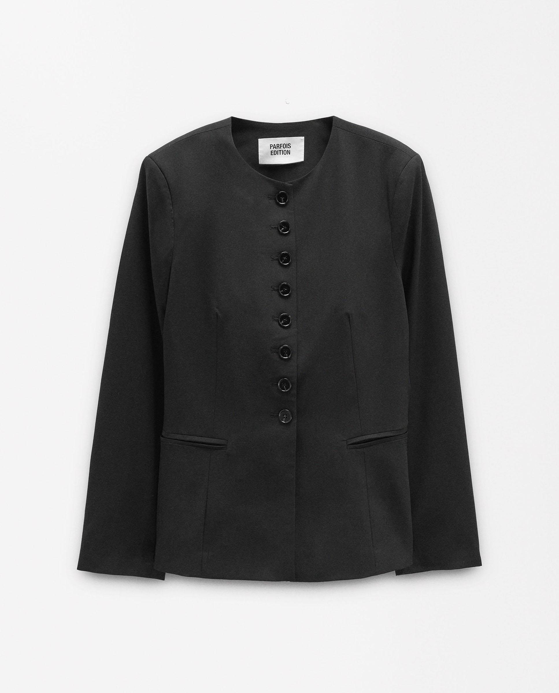 Blazer de mujer de corte recto sin solapas en liso - Parfois - Negro Negro-7