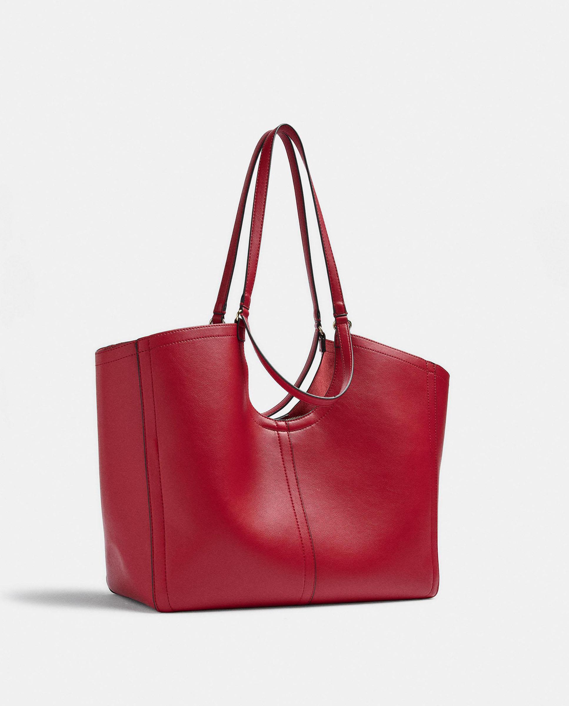 Imagen 4 de Shopper grande con cierre de cremallera en liso - Parfois - Rojo Rojo