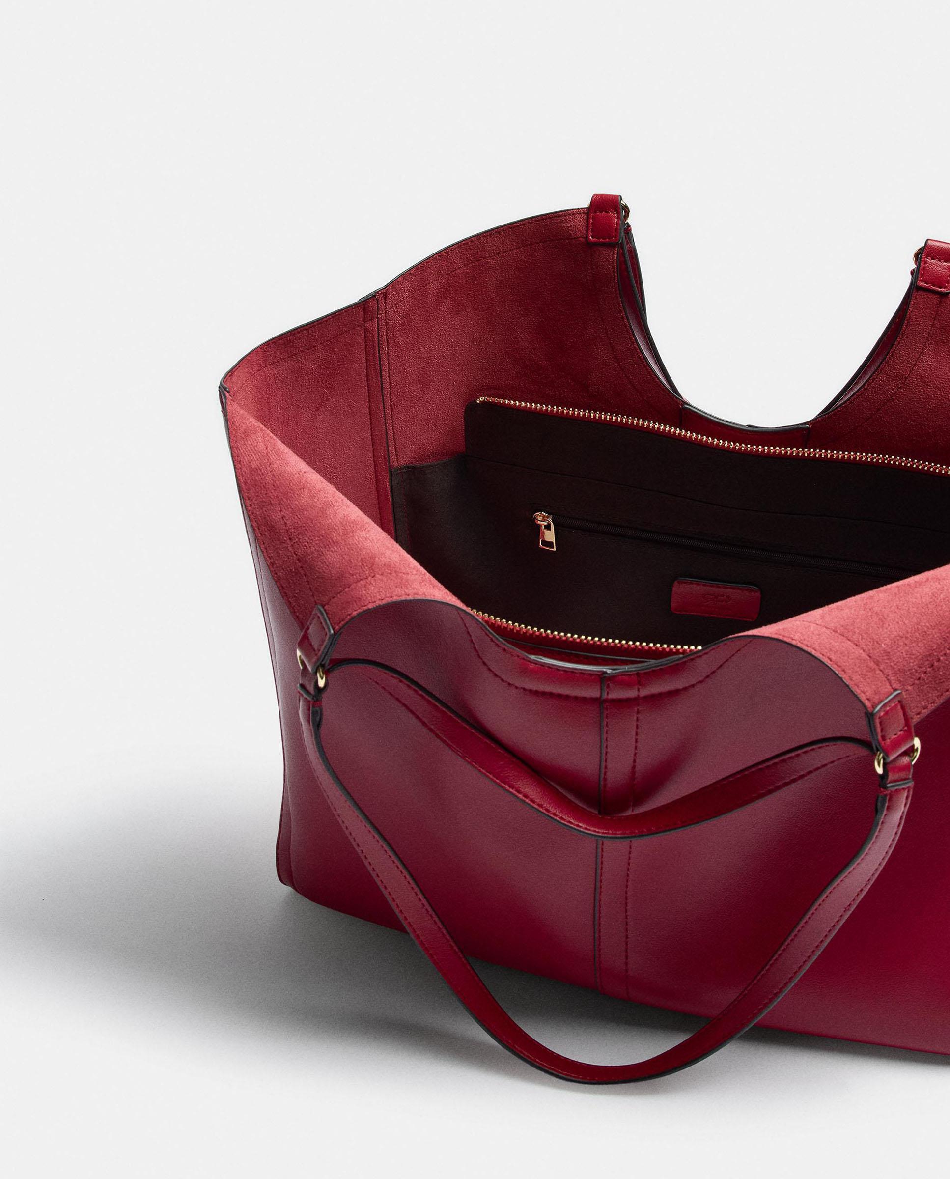 Imagen 5 de Shopper grande con cierre de cremallera en liso - Parfois - Rojo Rojo