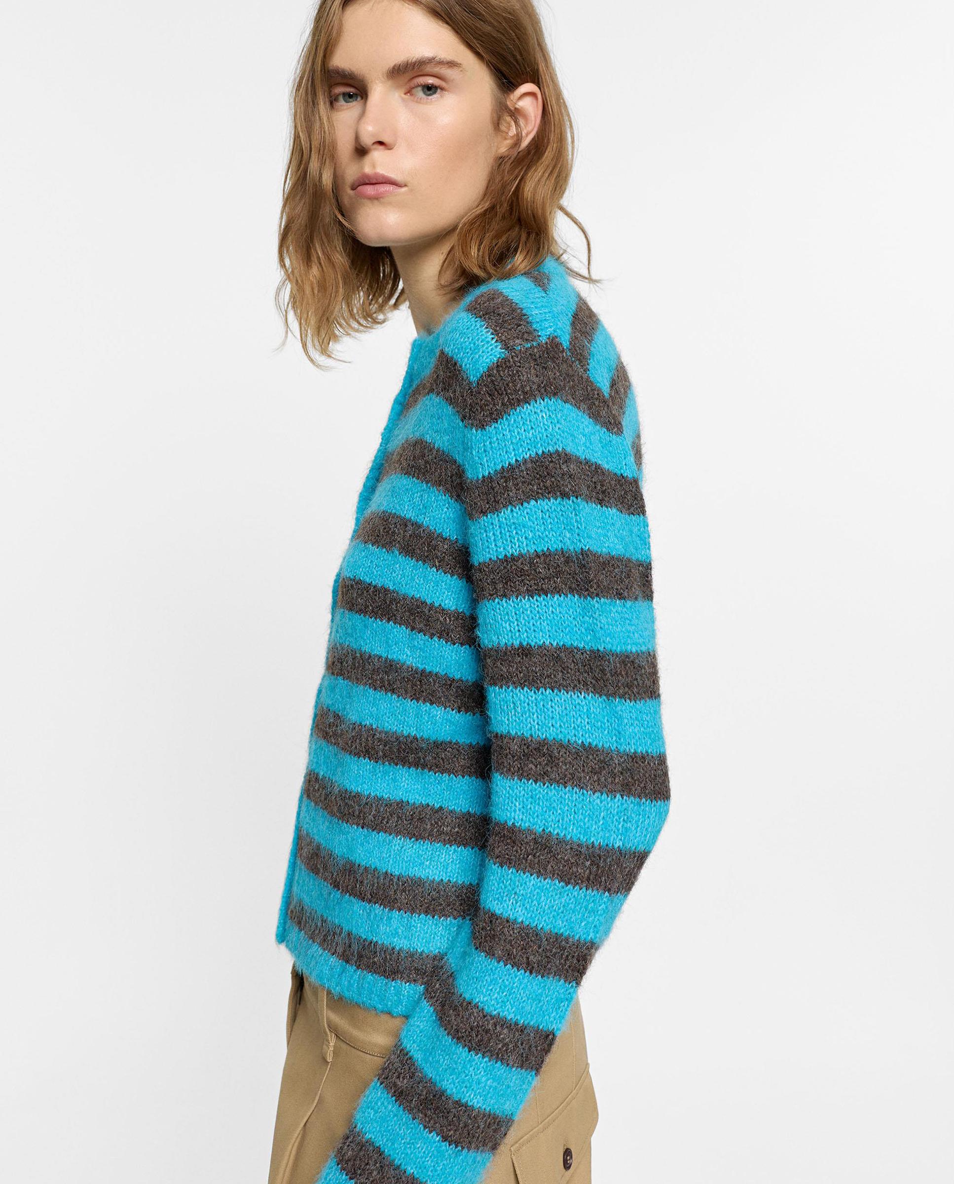 Imagen 1 de Cárdigan de mujer de punto con estampado de rayas Azul
