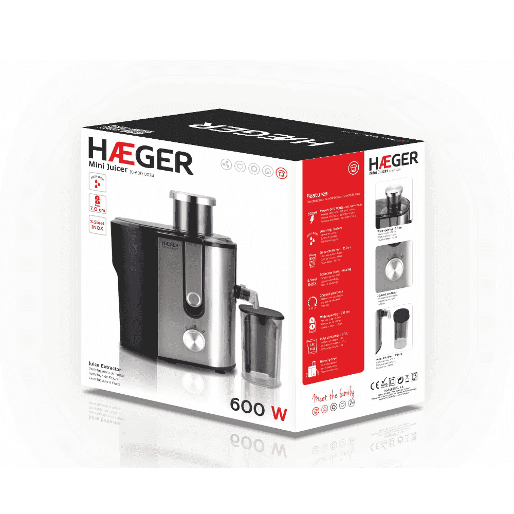 Licuadora Haeger Mini Juicer 600W Cuerpo en Inox - Gris Gris-3