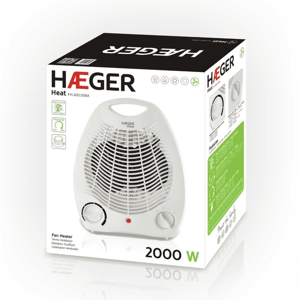 Imagen 2 de Calefactor Haeger HEAT 2000W - Blanco Blanco