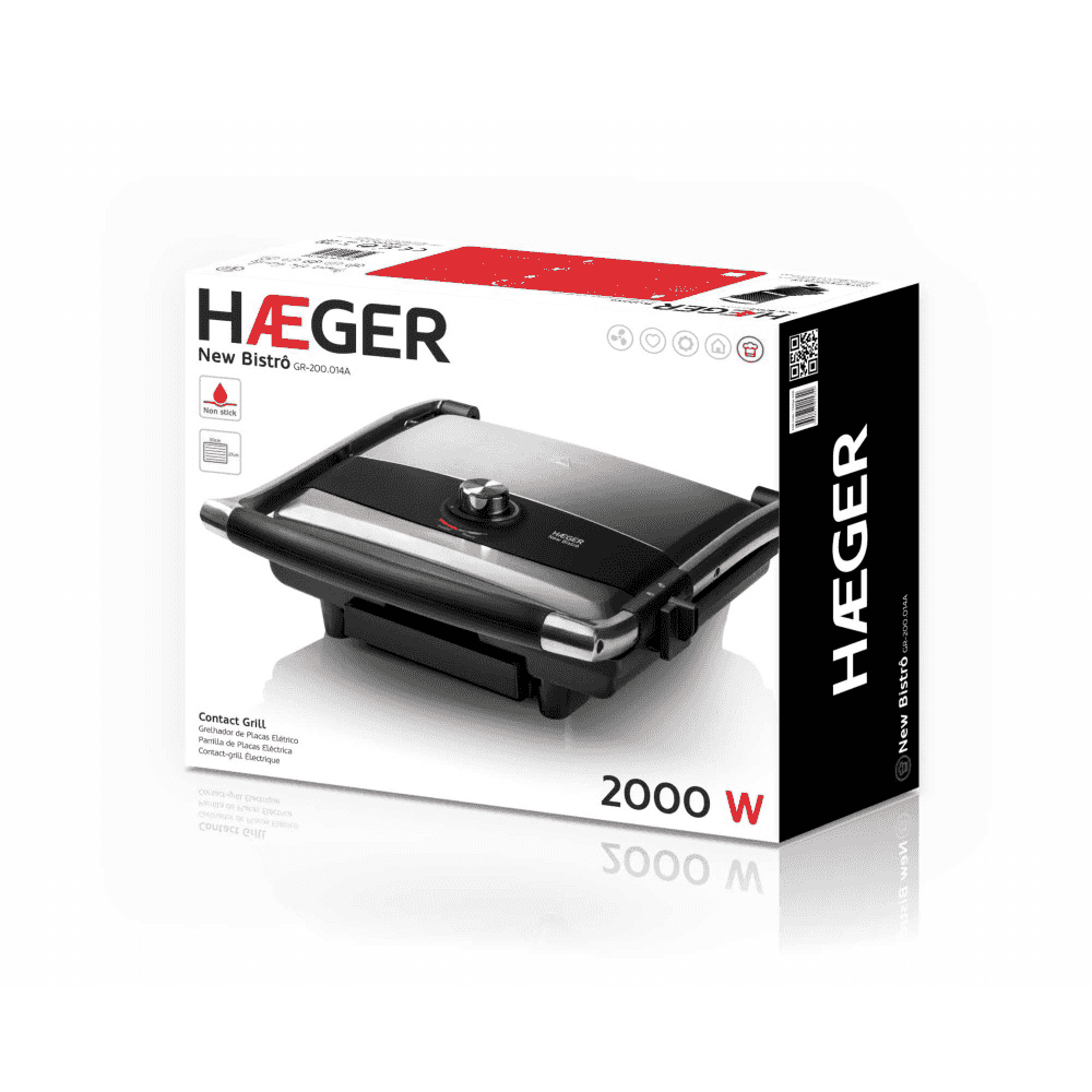 Parrilla Haeger New Bistró 2000W Placas antiadherente - Gris Gris-3