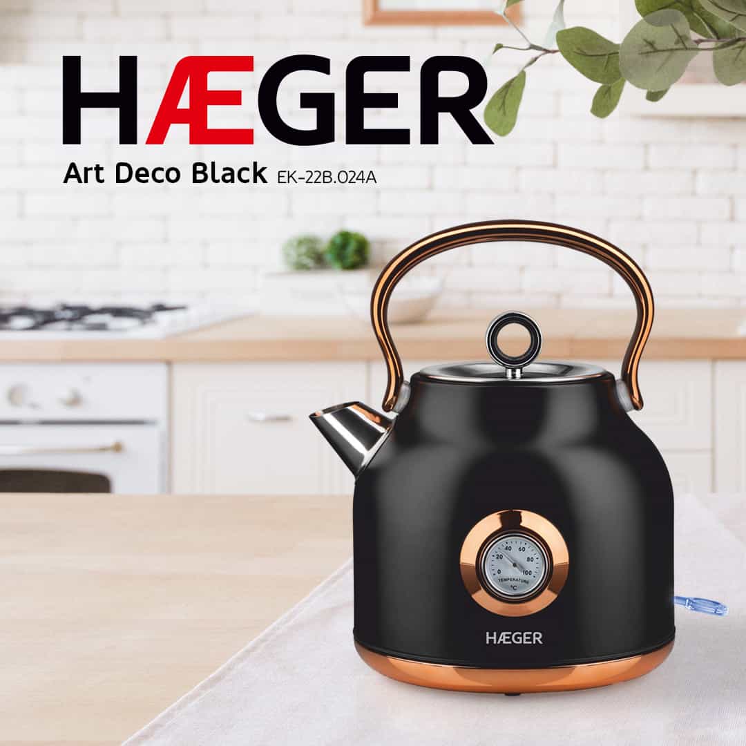 Hervidor Eléctrico Haeger Art deco Black 2200W con medidor de temperatura - Negro Negro-5