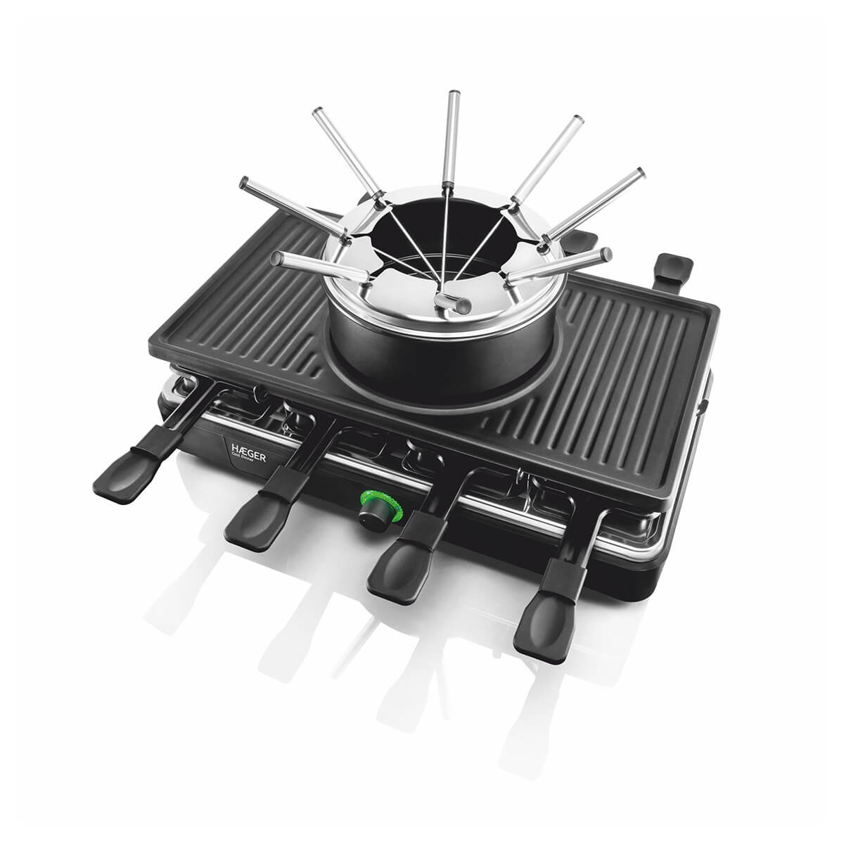 Set de Fondue Grill y Raclette Haeger Cool Dinner para 8 Personas 1400W - Negro Negro-2
