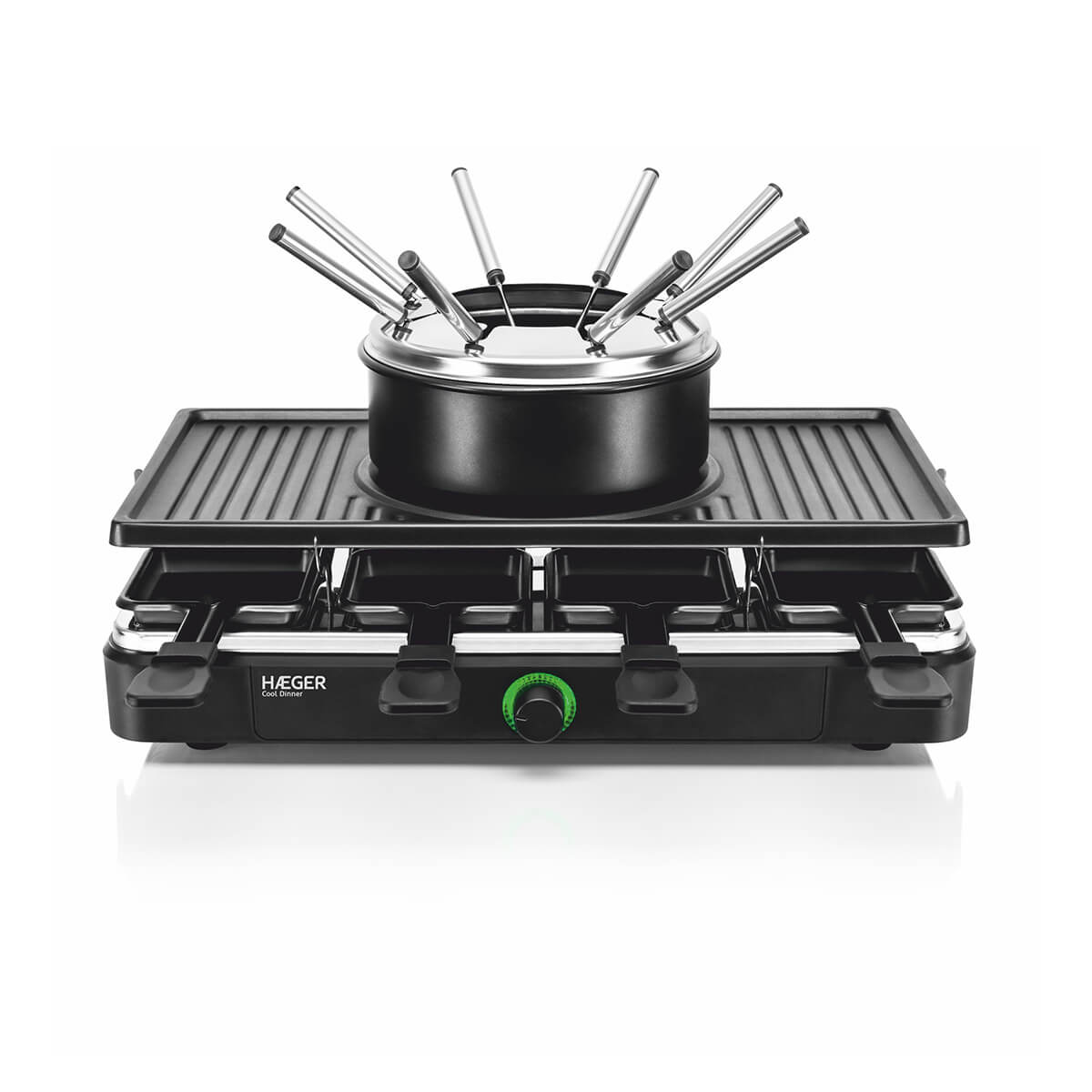 Set de Fondue Grill y Raclette Haeger Cool Dinner para 8 Personas 1400W - Negro Negro-3