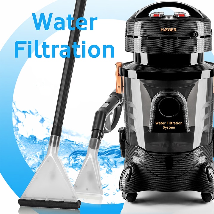 Aspirador con filtro de agua Haeger Aquaclean Pro para alfombras y tapicerías - Negro Negro-2