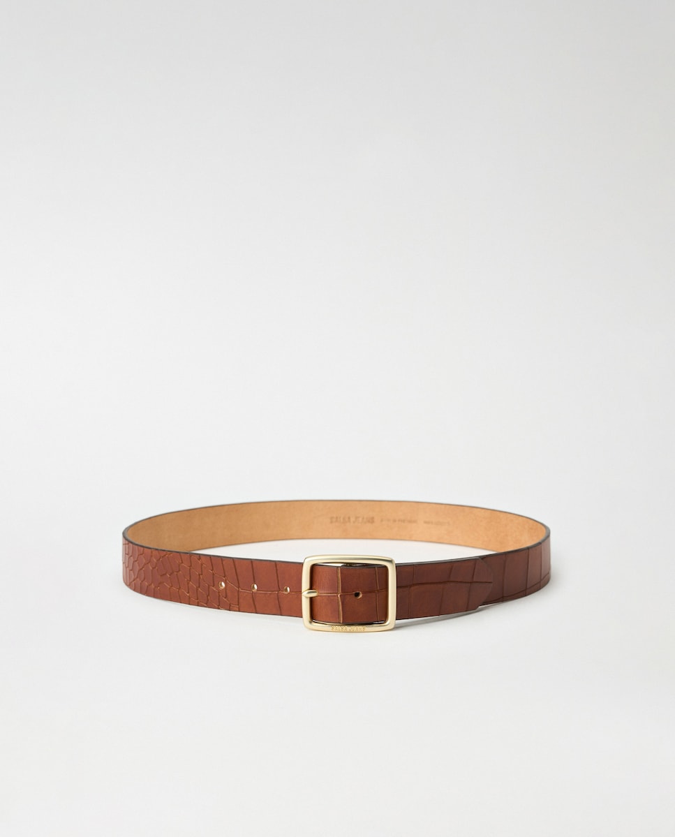 Cinturon de mujer en piel con efecto texturizado · Salsa Jeans