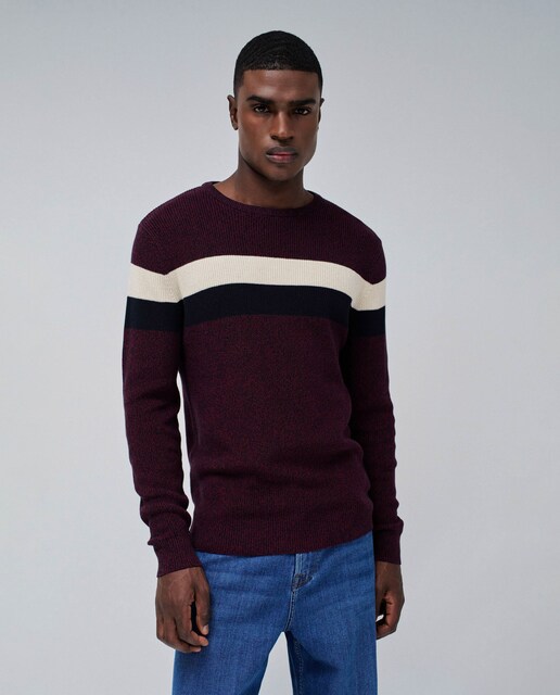 Imagen 0 de Jersey de hombre de punto con rayas