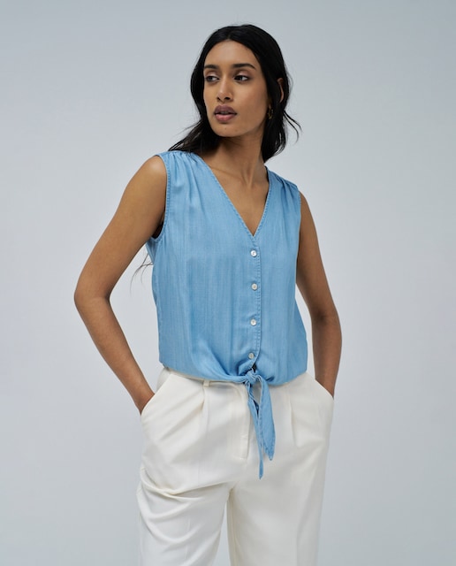 Imagen 0 de Blusa de mujer en lightdenim anudada