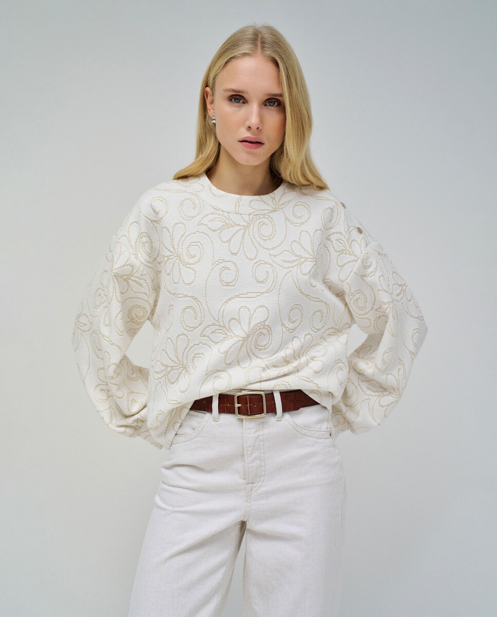 Sudadera de mujer jacquard con mangas abullonadas · Salsa Jeans