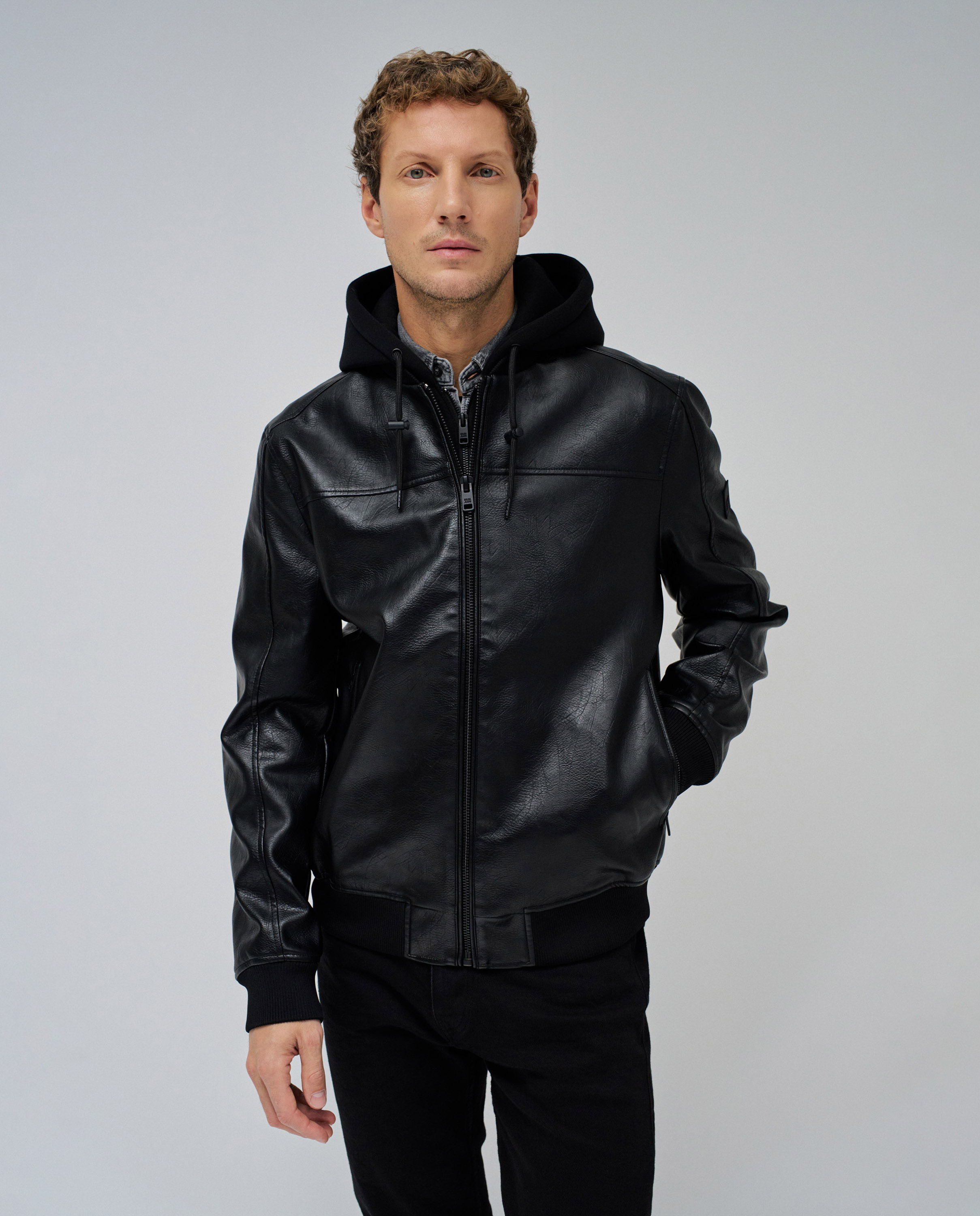 Salsa Jeans - Cazadora de hombre bomber efecto piel.