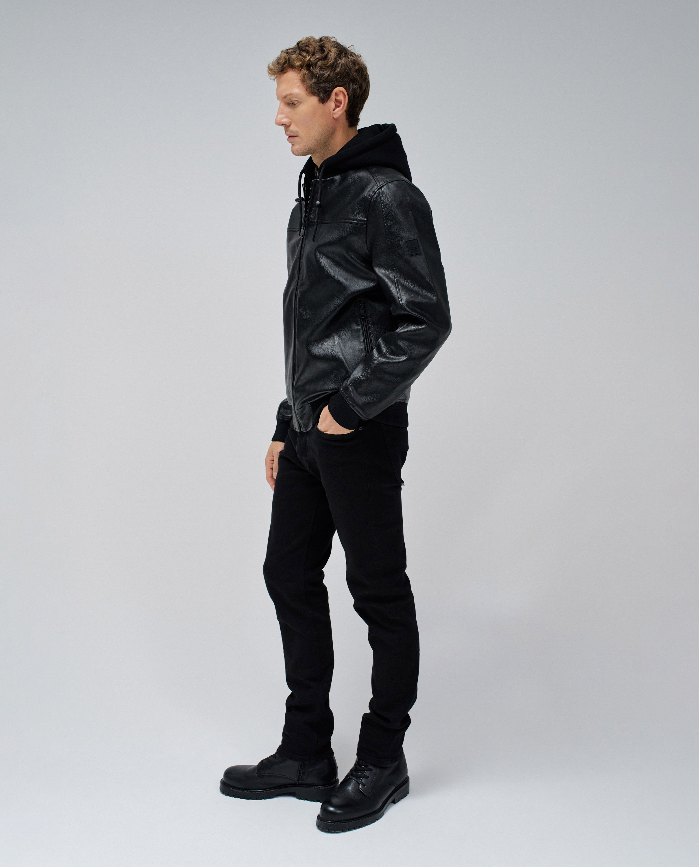 Cazadora bomber efecto piel de hombre - Salsa Jeans - Negro Negro-2