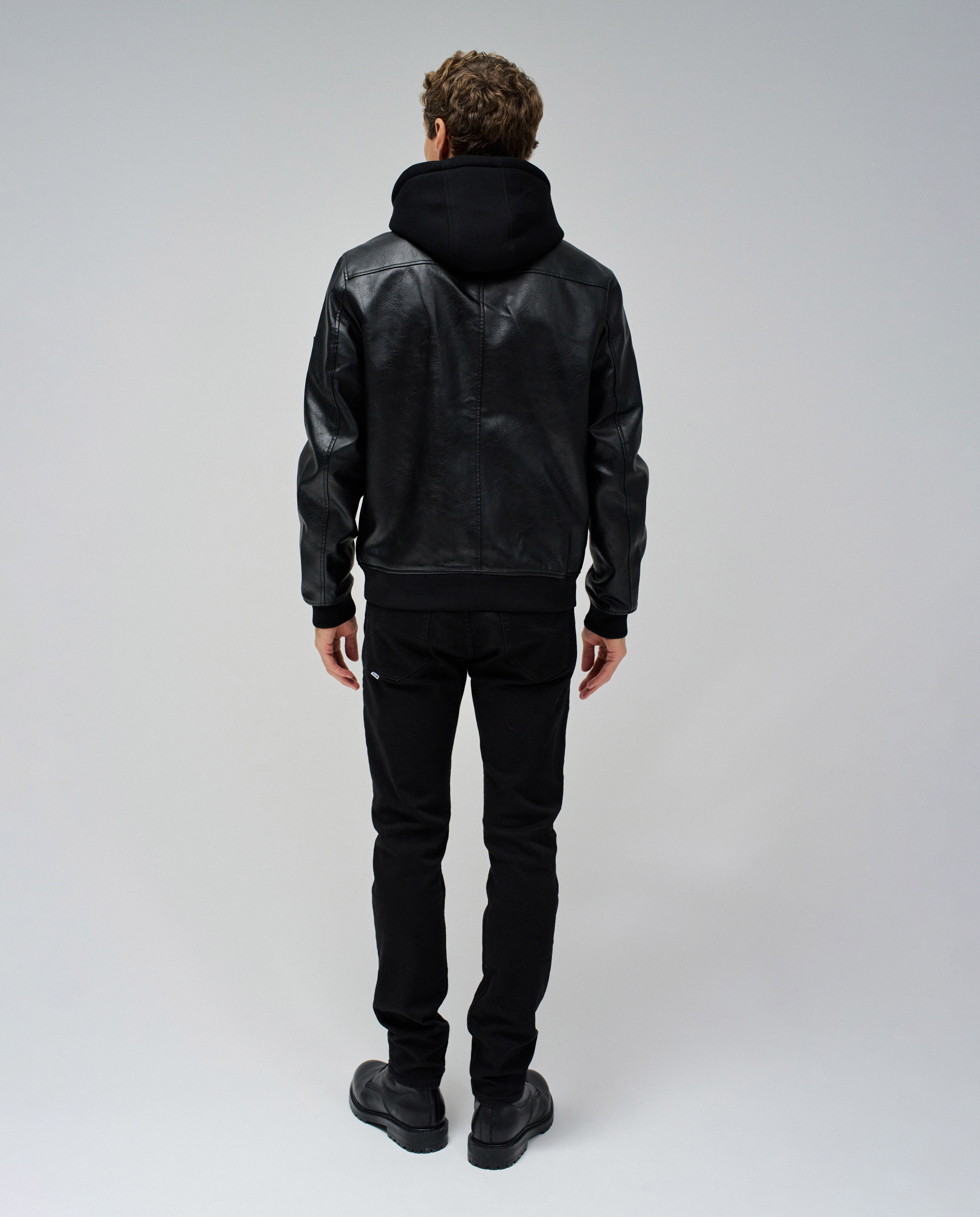 Cazadora bomber efecto piel de hombre - Salsa Jeans - Negro Negro-3