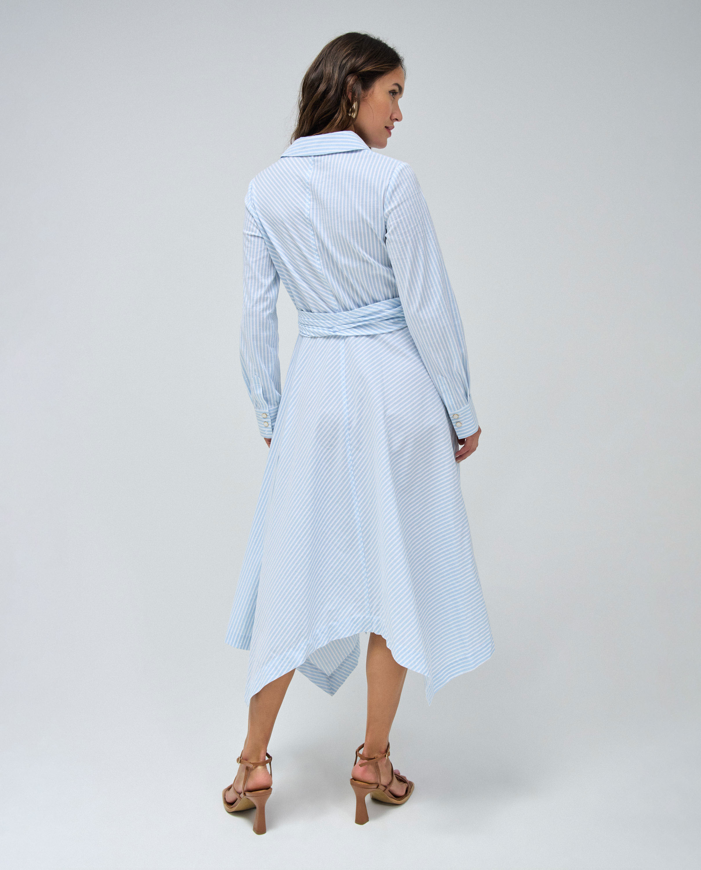 Vestido midi asimétrico de rayas - Salsa Jeans - Azul claro Azul claro-3