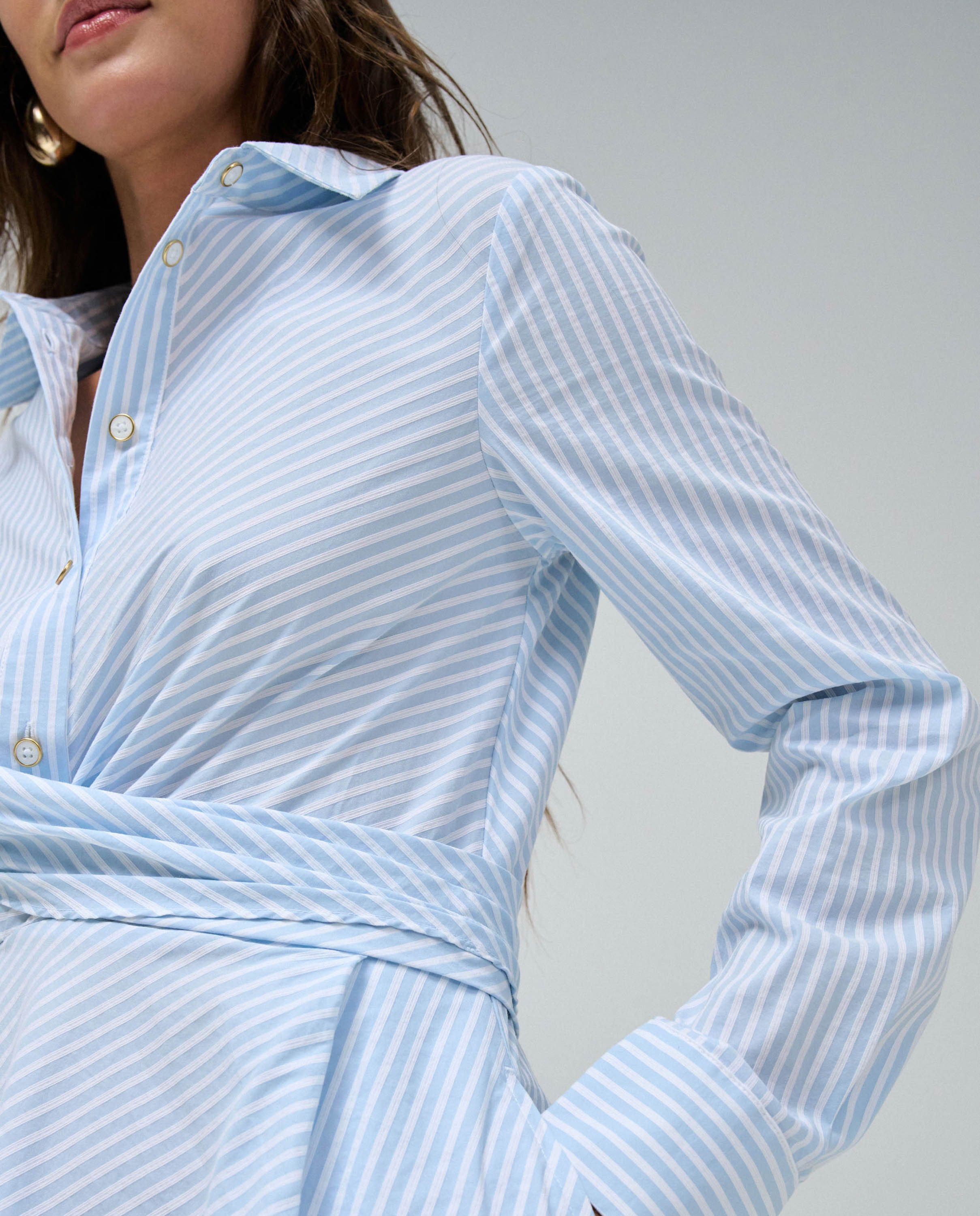 Vestido midi asimétrico de rayas - Salsa Jeans - Azul claro Azul claro-4