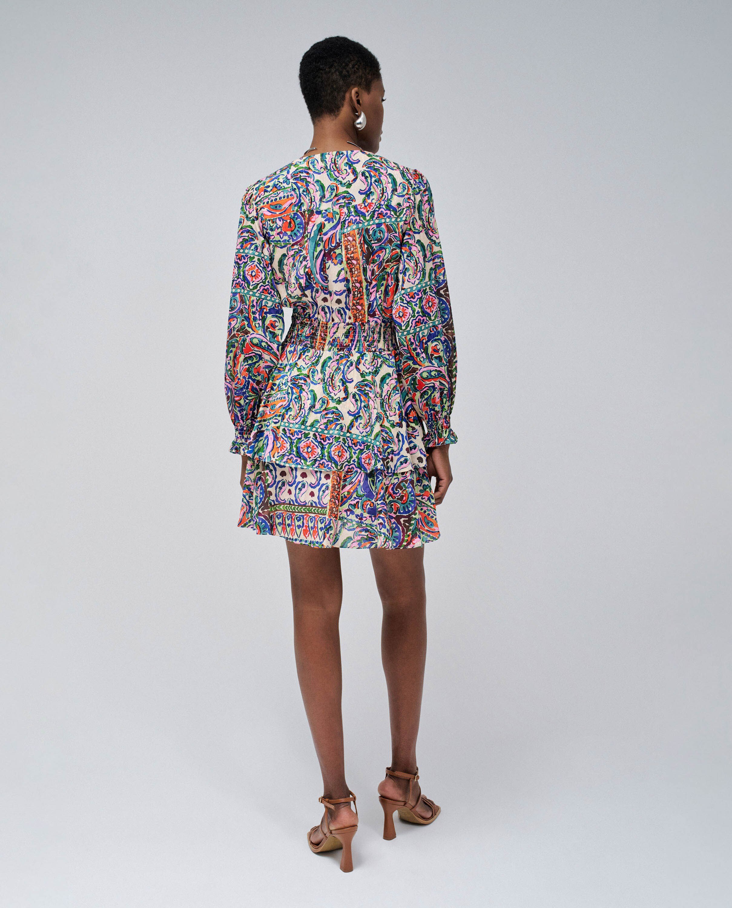 Vestido corto con estampado y volantes - Salsa Jeans - Multicolor Multicolor-3
