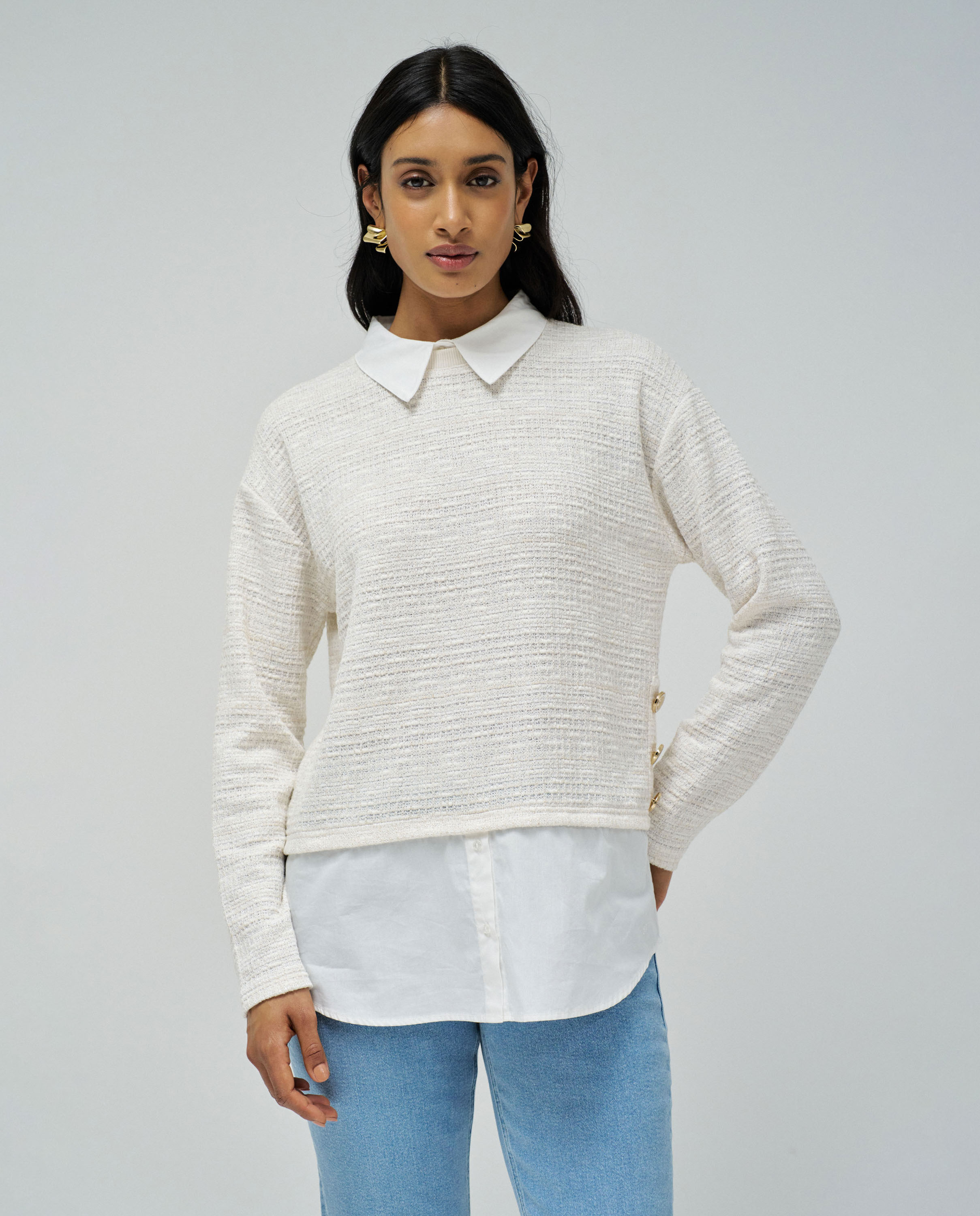 Salsa Jeans - Jersey de mujer combinado con camisa.