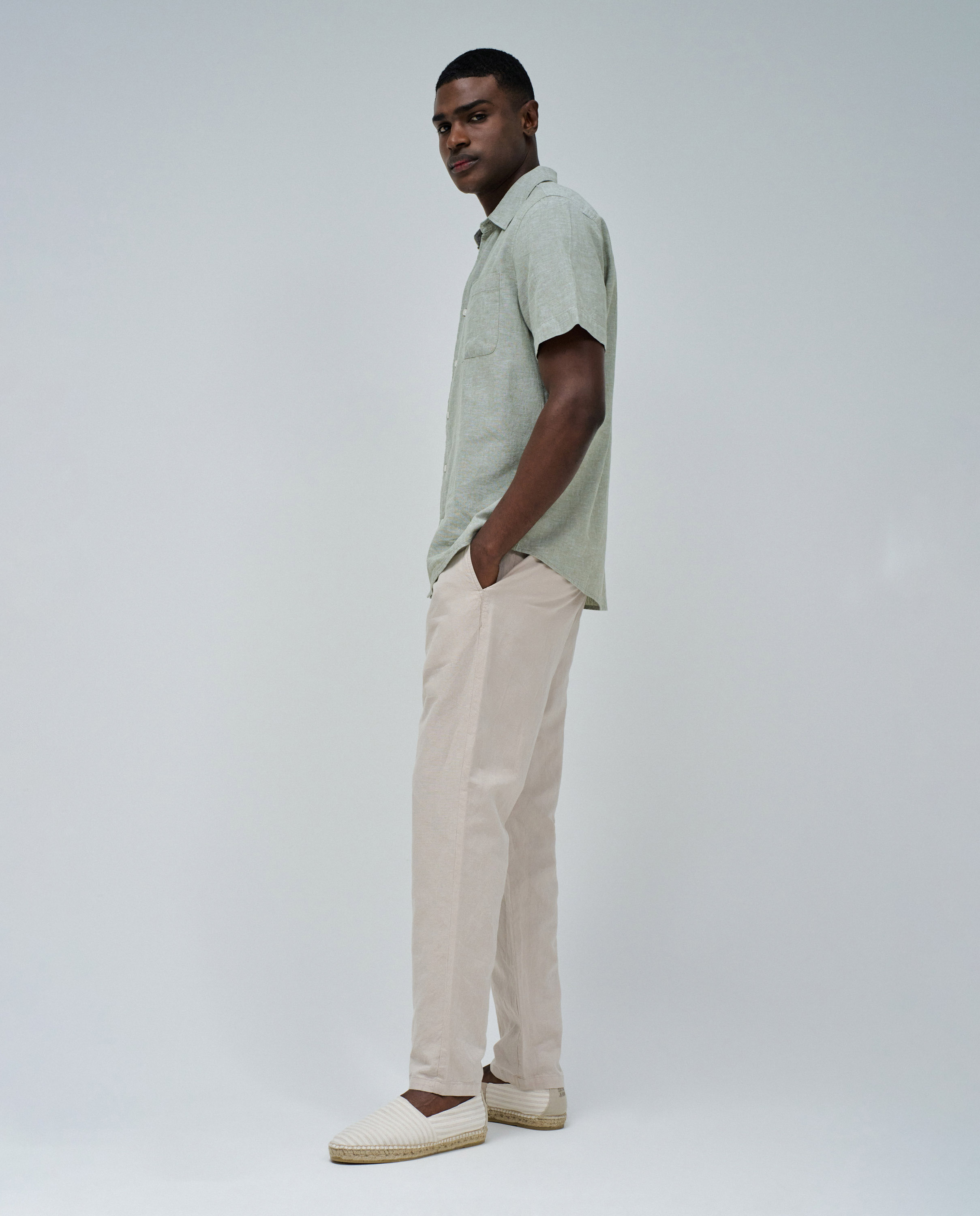 Camisa de hombre de lino - Salsa Jeans - Gris verdoso Gris verdoso-2