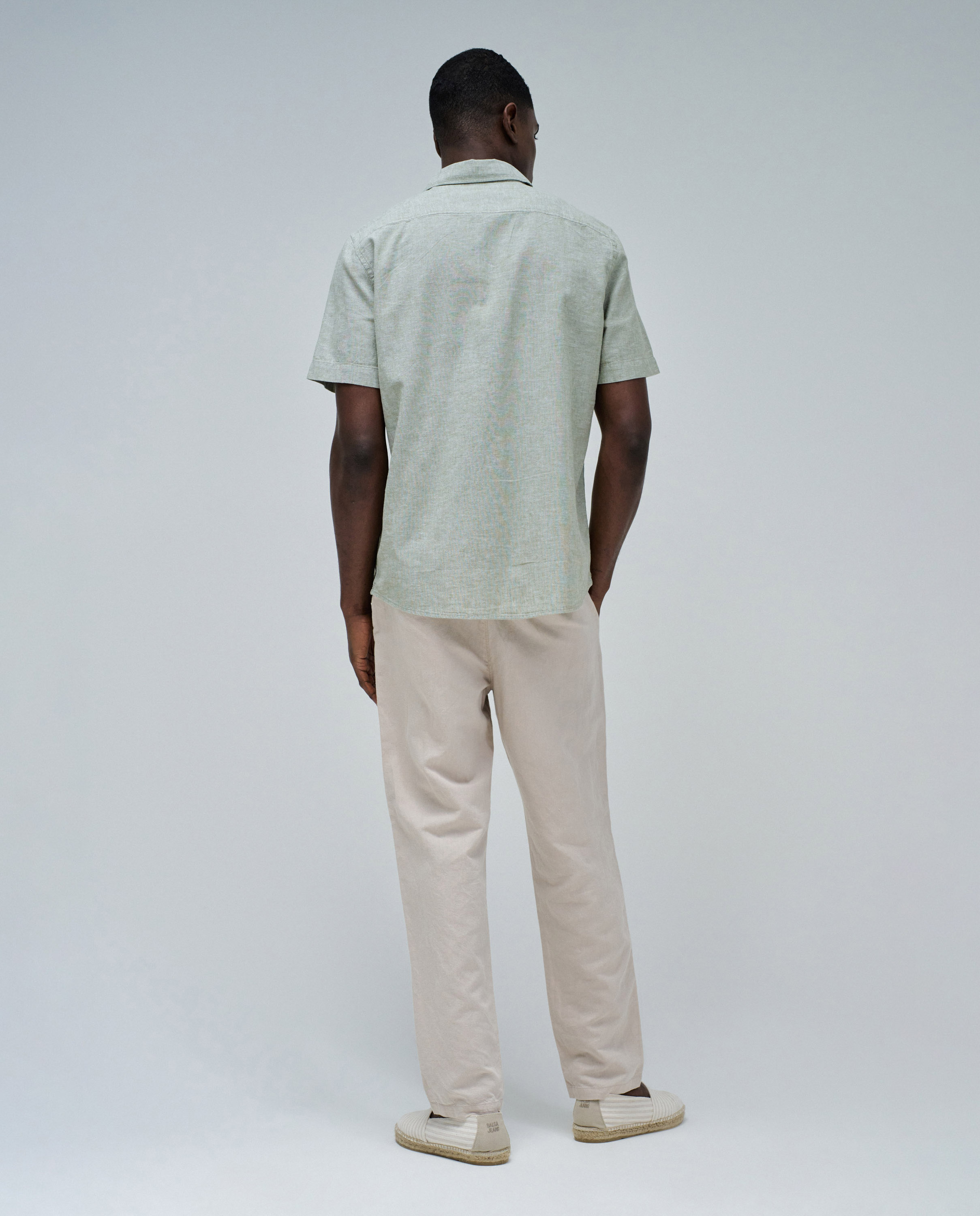 Camisa de hombre de lino - Salsa Jeans - Gris verdoso Gris verdoso-3