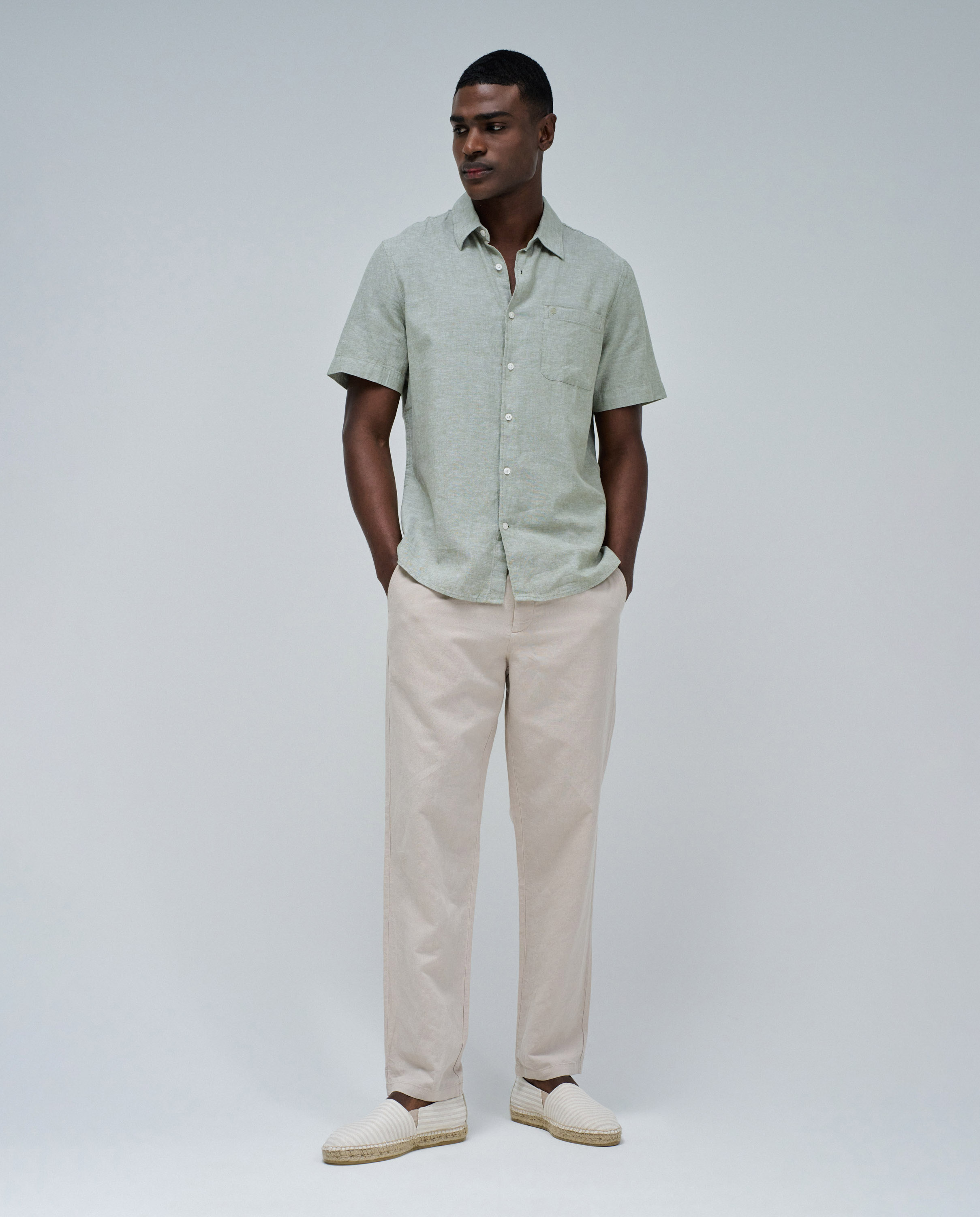 Camisa de hombre de lino - Salsa Jeans - Gris verdoso Gris verdoso-5