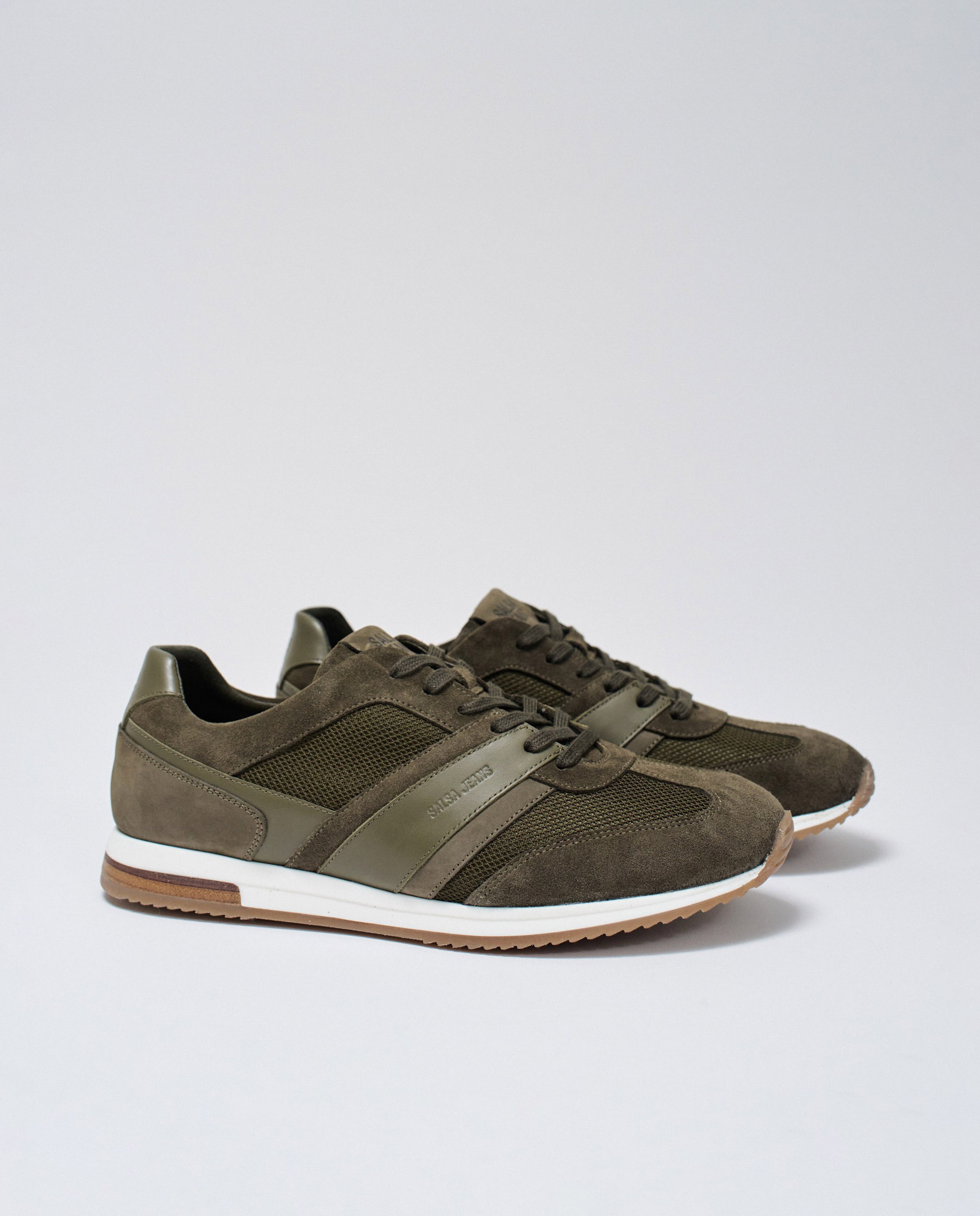 Zapatillas de hombre de ante - Salsa Jeans - Verde militar Verde militar-3