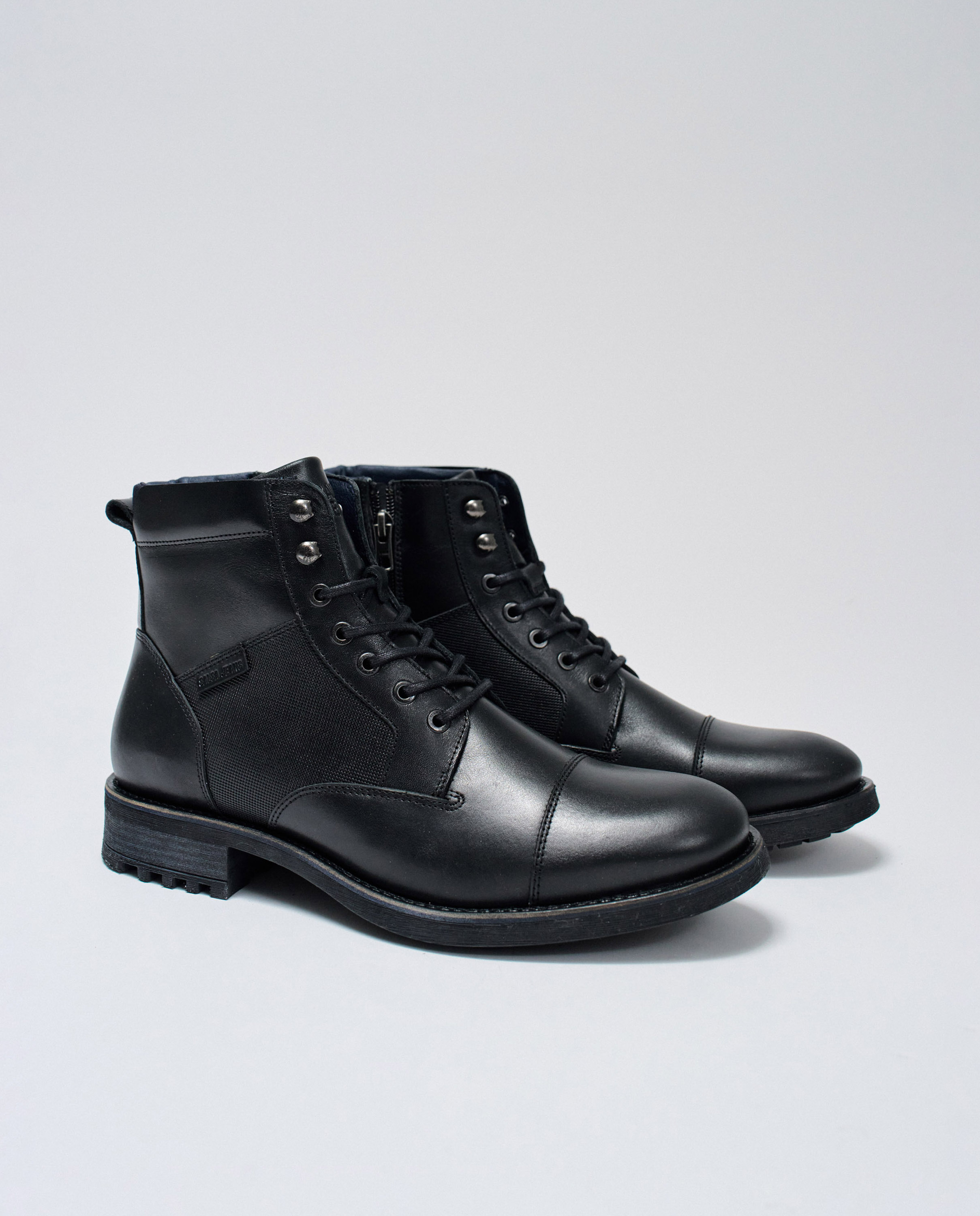 Botas de hombre de piel con cordones - Salsa Jeans - Negro Negro-3