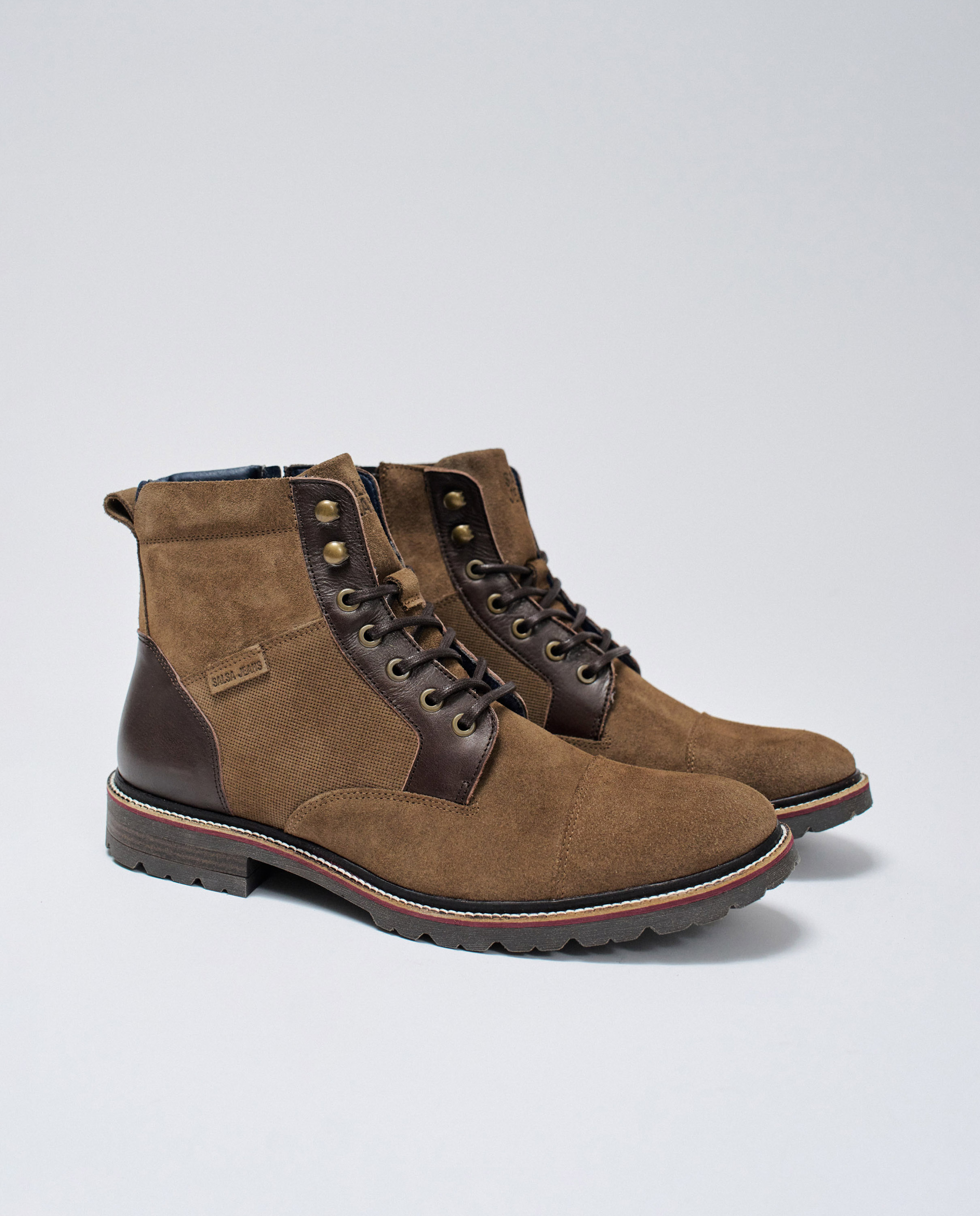 Botas de hombre de piel con cordones - Salsa Jeans - Camel Camel-4