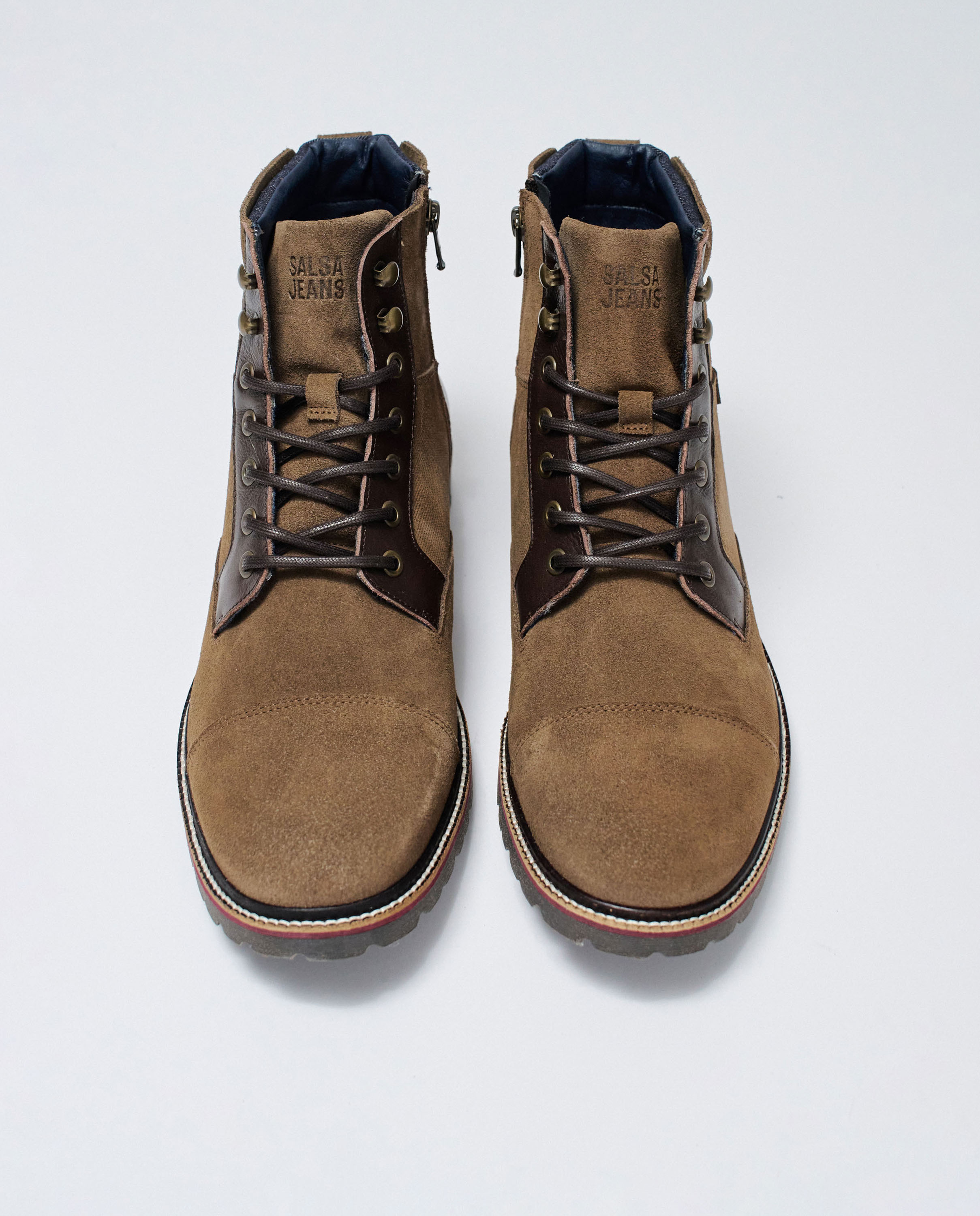 Botas de hombre de piel con cordones - Salsa Jeans - Camel Camel-3