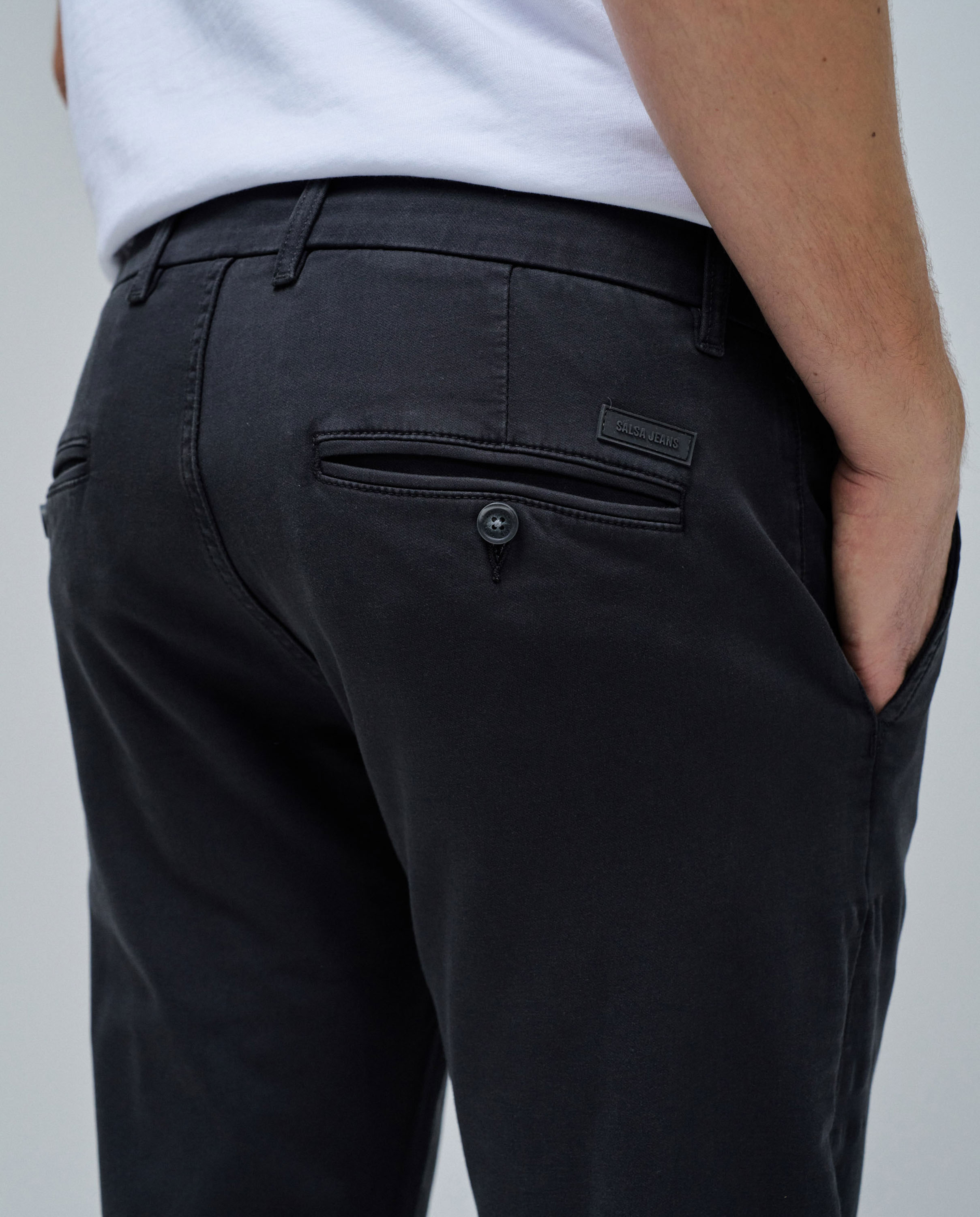 Pantalones chino s-activ de hombre - Salsa Jeans - Negro Negro-4