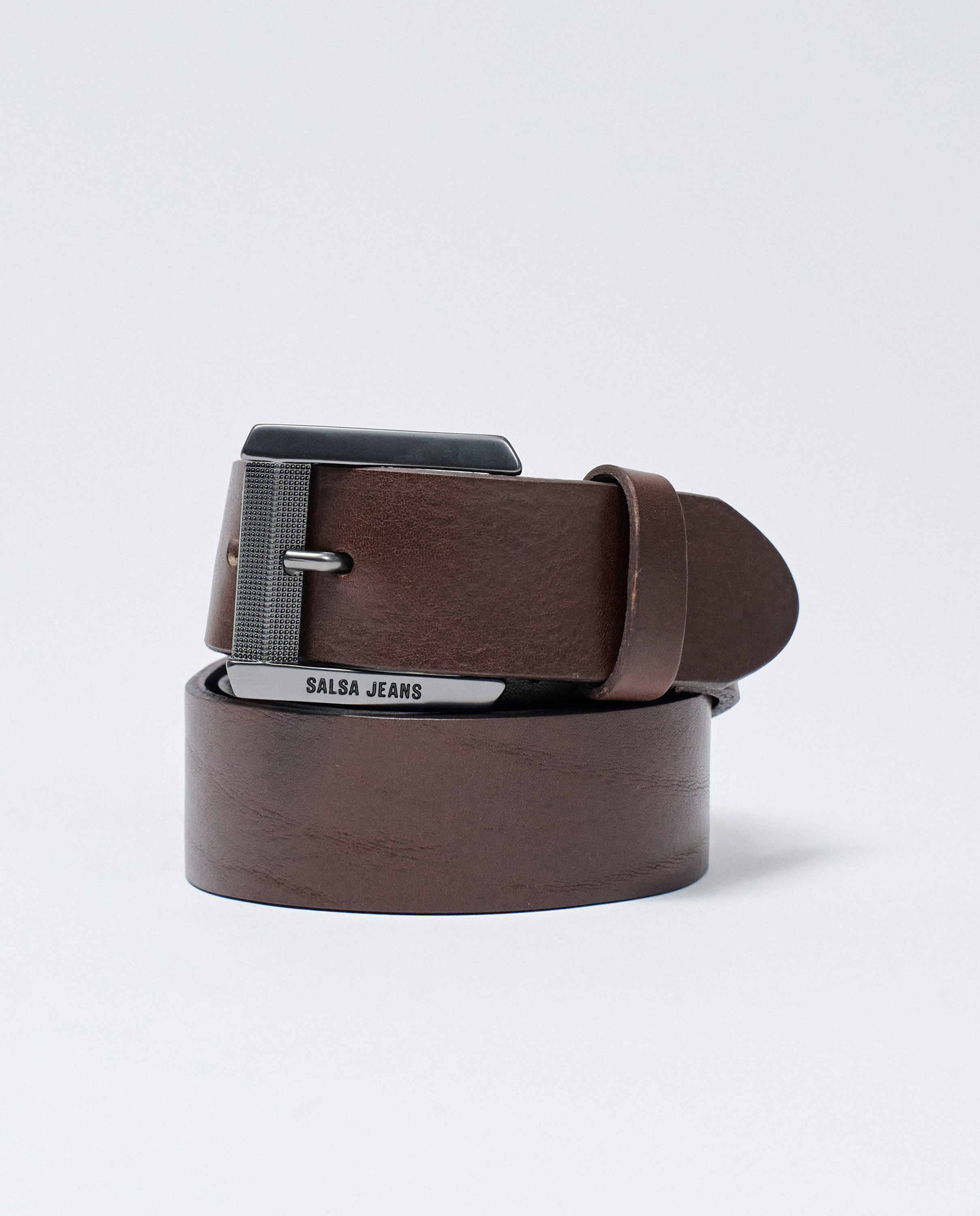 Cinturón de hombre de cuero - Salsa Jeans - Marrón oscuro Marrón oscuro-4